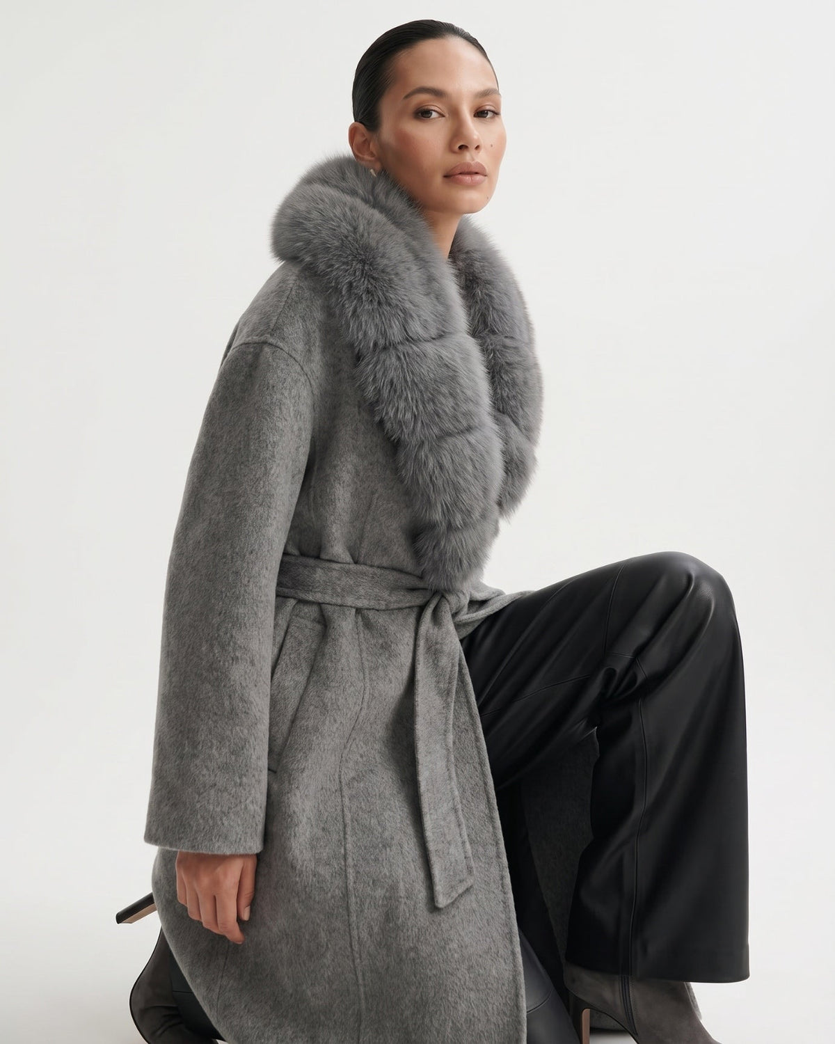 Nevada Long Belted Wool Coat