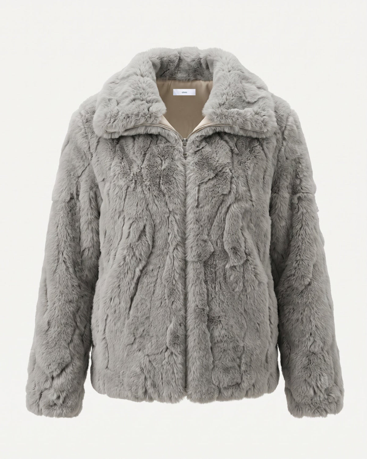 Cindy Short Plush Jacket with Turn-Down Collar