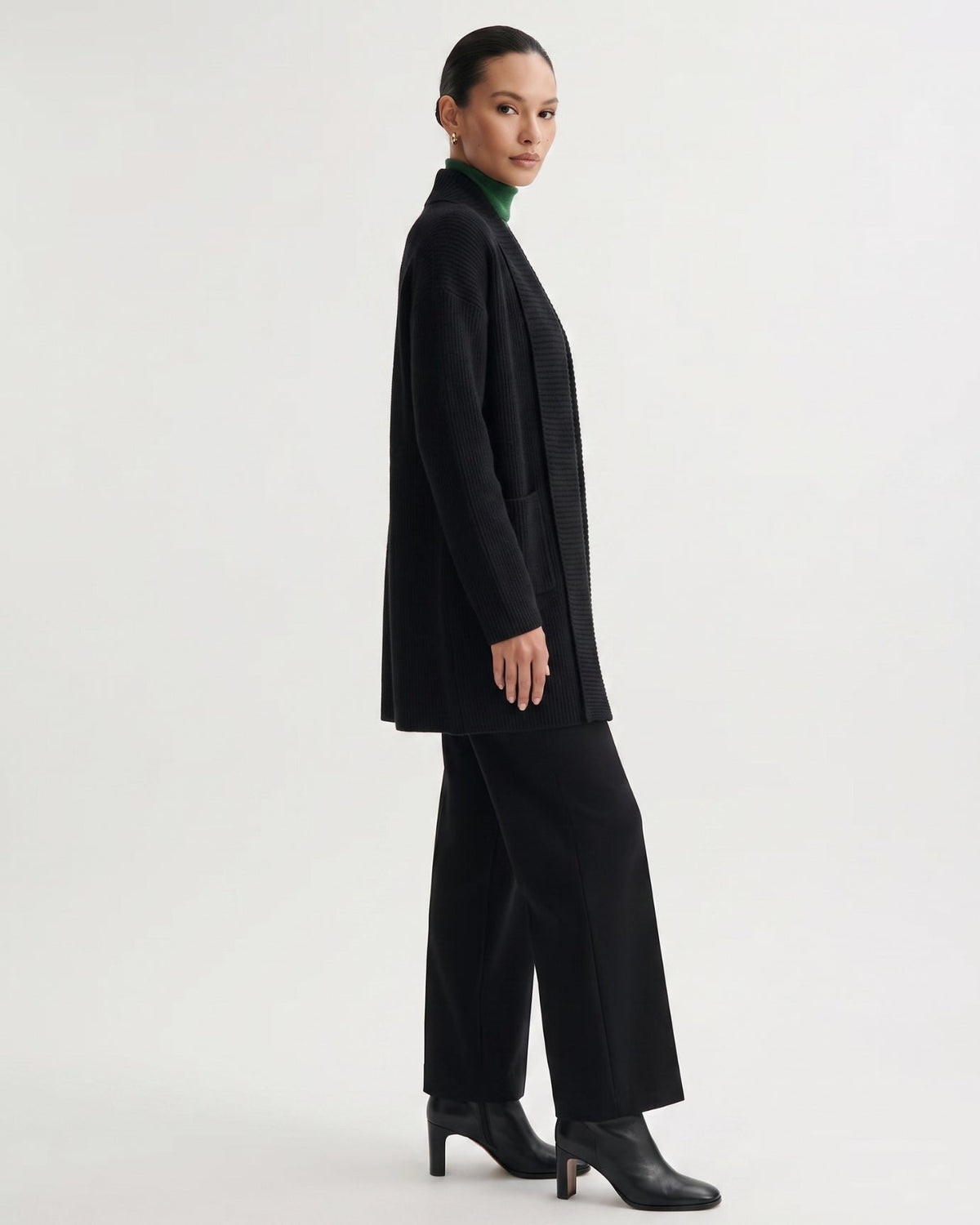 Pure Cashmere Thick Knit Longline Lapel Collar Cardigan – view 6