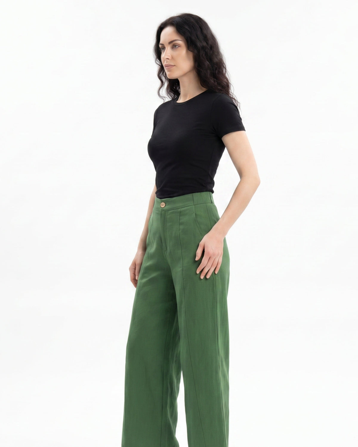 Lauren High Waisted Wide Leg Linen Blend Trousers – view 13