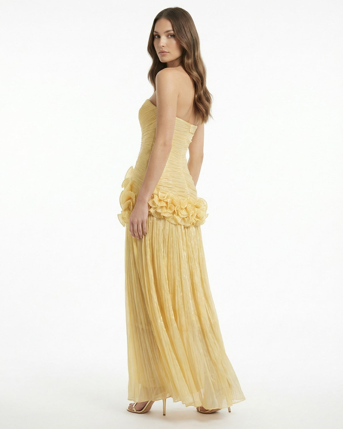 Celia Ruffle Edge Maxi Dress with Relaxed Drape