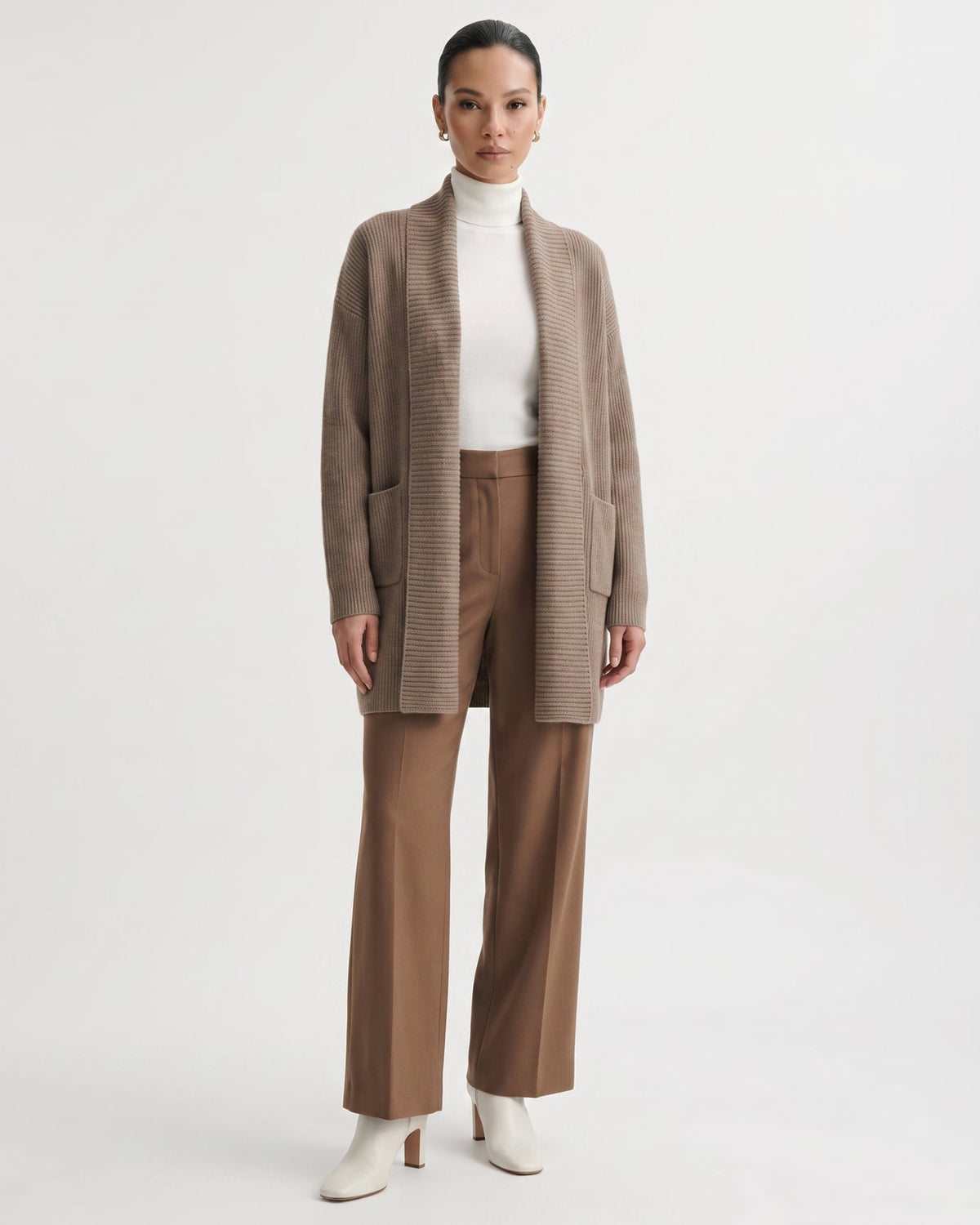 Pure Cashmere Thick Knit Longline Lapel Collar Cardigan – view 8