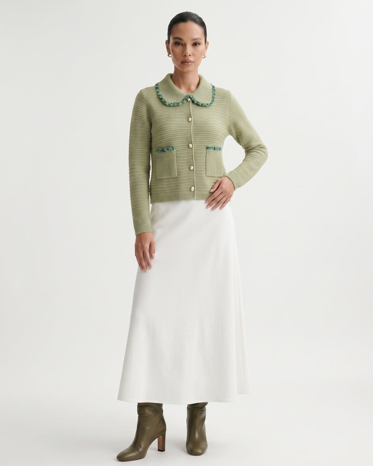 St Moritz Relaxed Button Front Cashmere Knit Cardigan – view 2