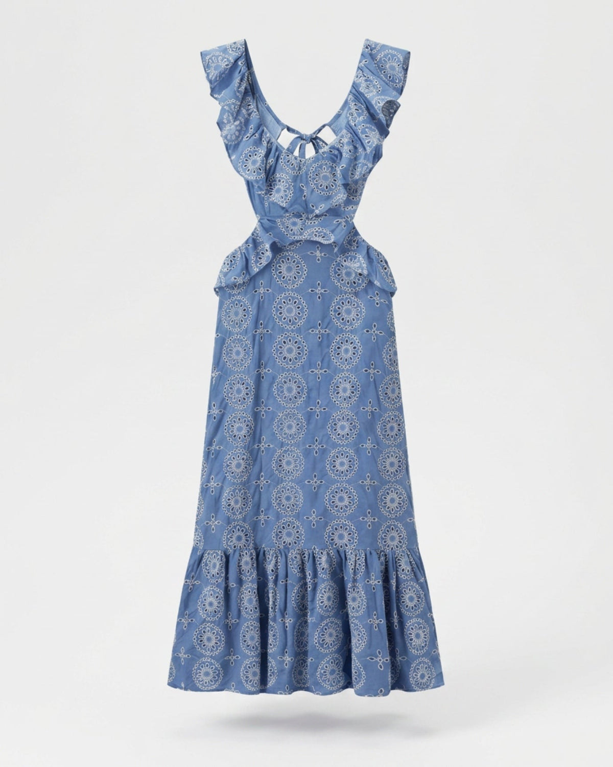 Mykonos Embroidered Tailored Stretch Dress – Blue Floral