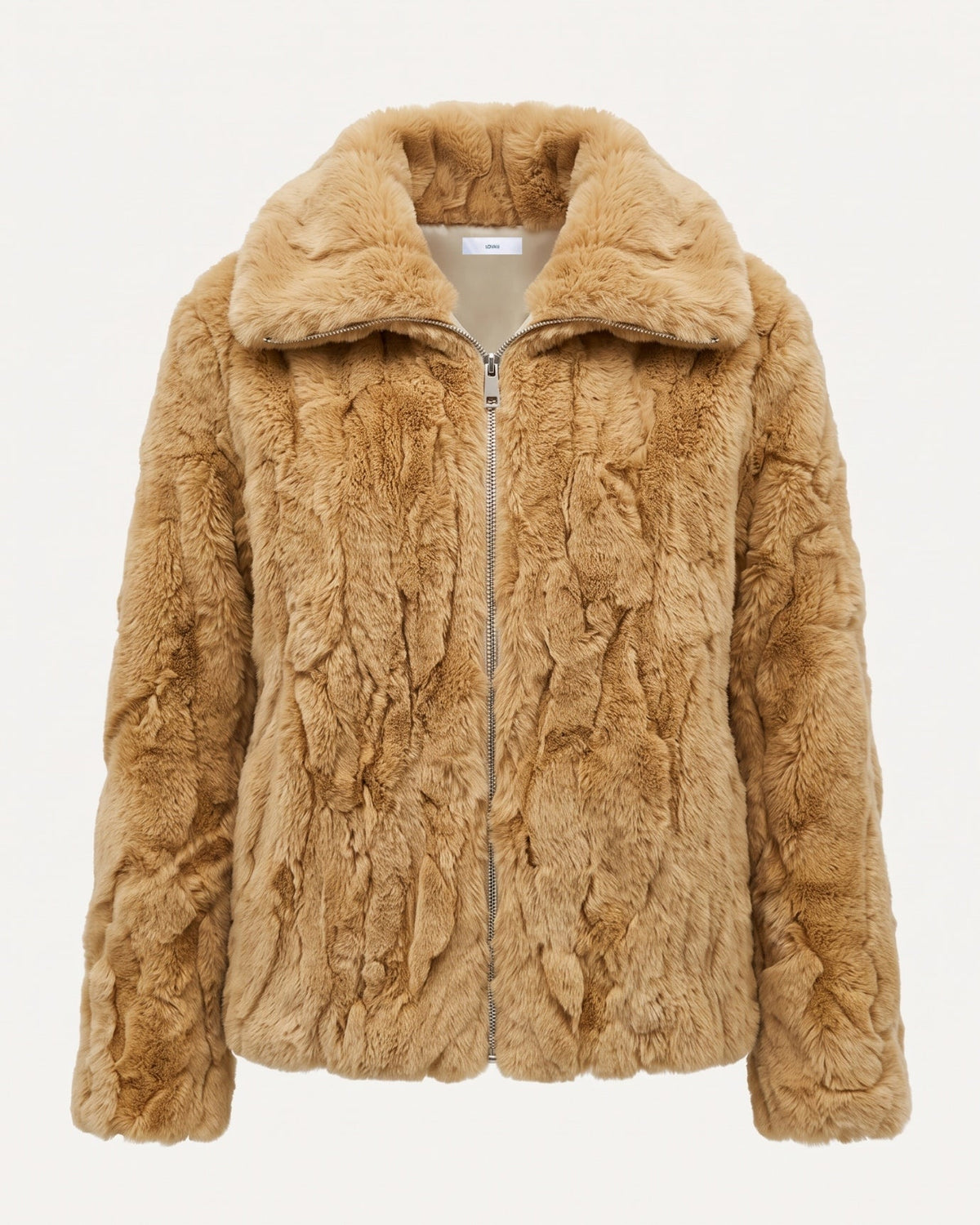 Cindy Short Plush Jacket with Turn-Down Collar