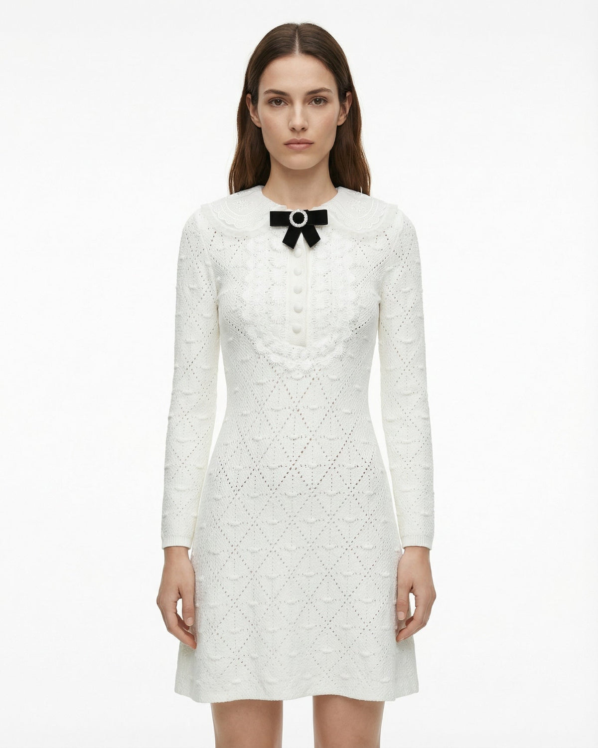 Kira Fitted Body-Contouring Stretch Viscose Knit Dress – White