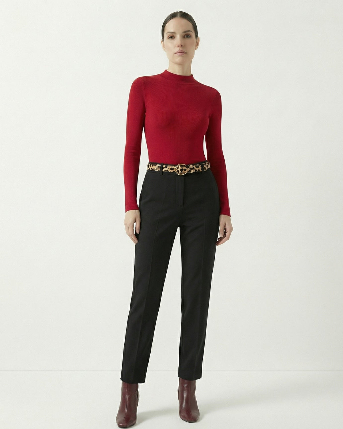 Fleece-Lined Long Sleeve T-Shirt in Tencel, Wool and Silk Blend