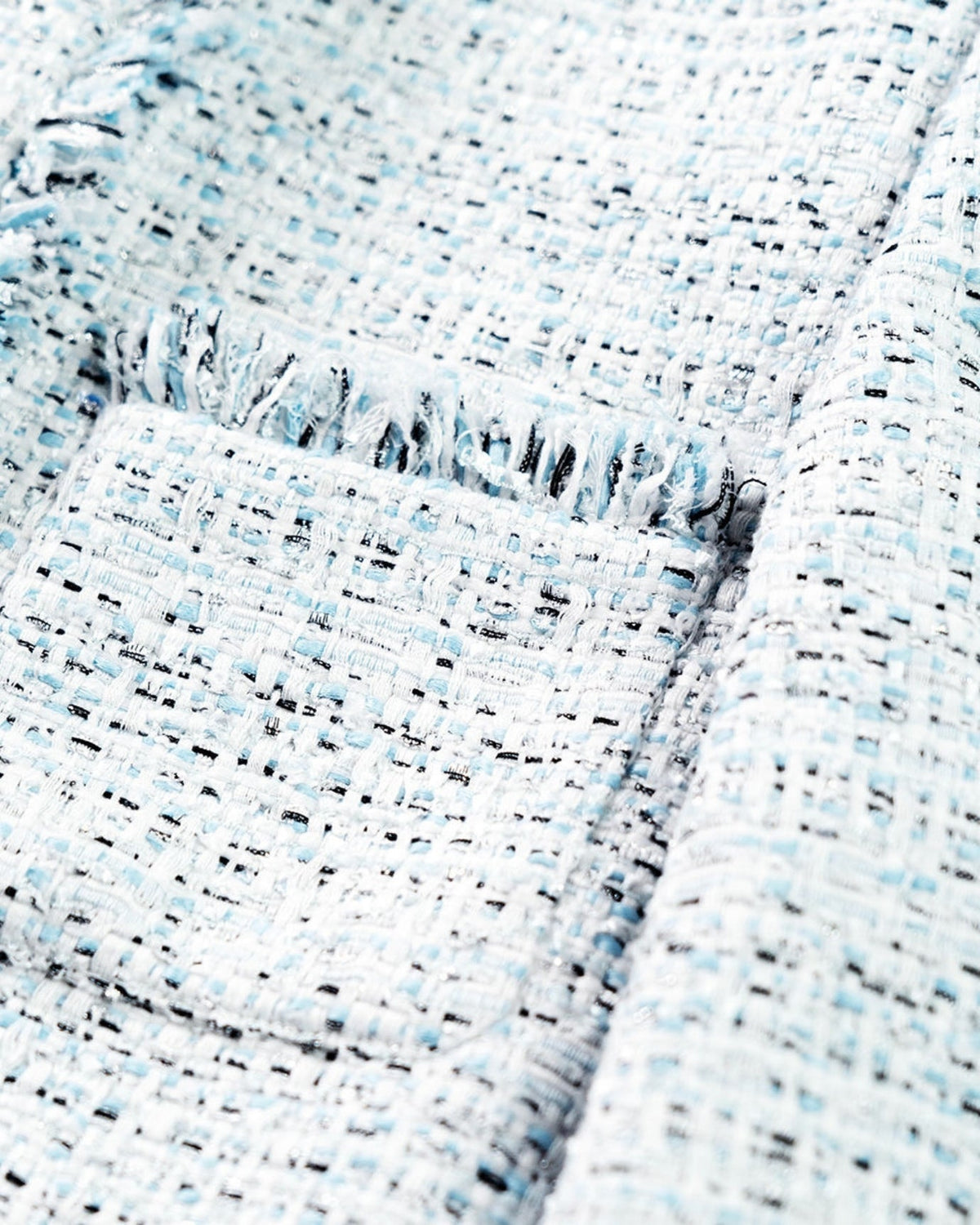 Parisian Style Woven Tweed Cardigan Jacket – Blue – view 6