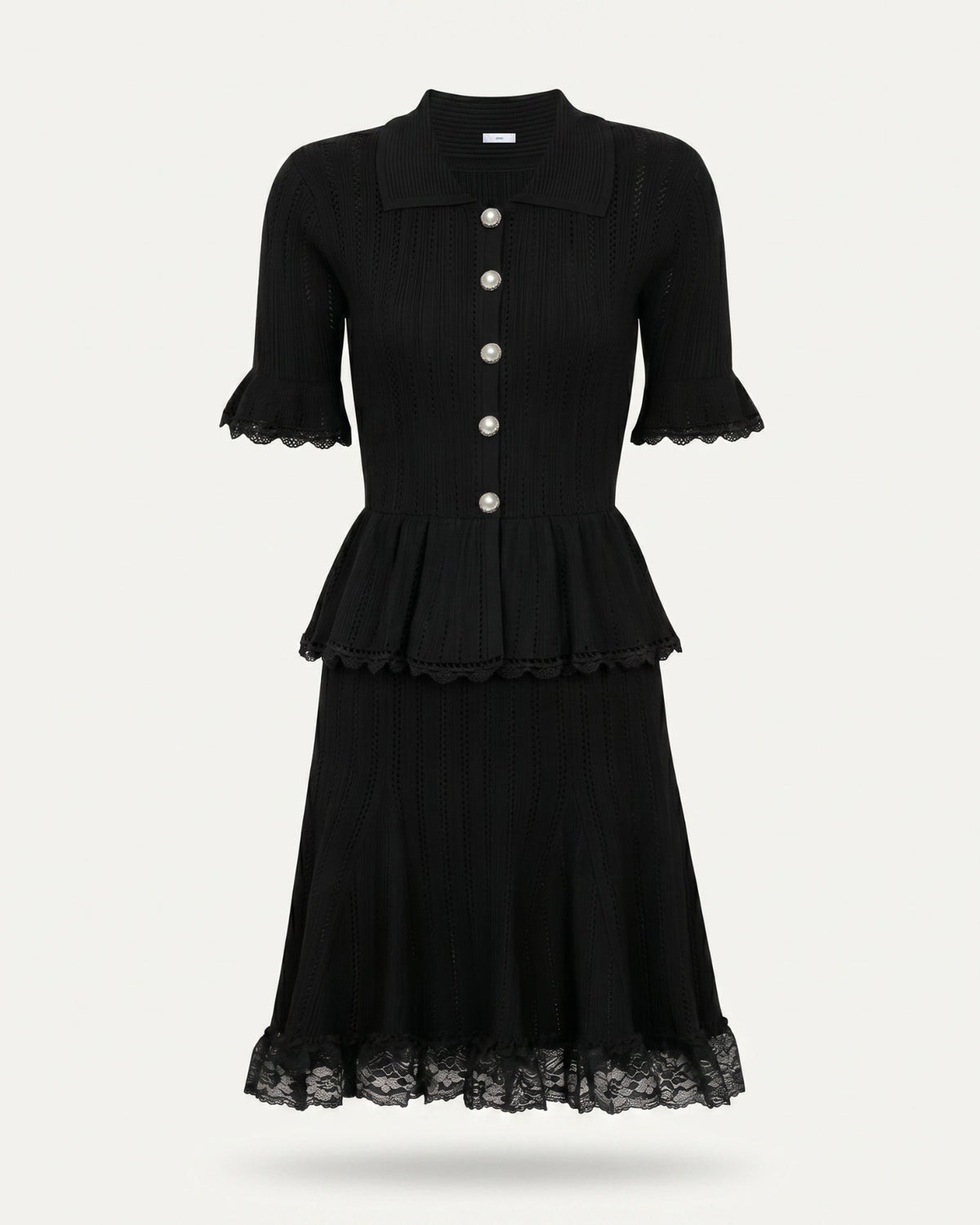 Dina Short Sleeve Stretch Knit Dress with Lace Detailing – view 19