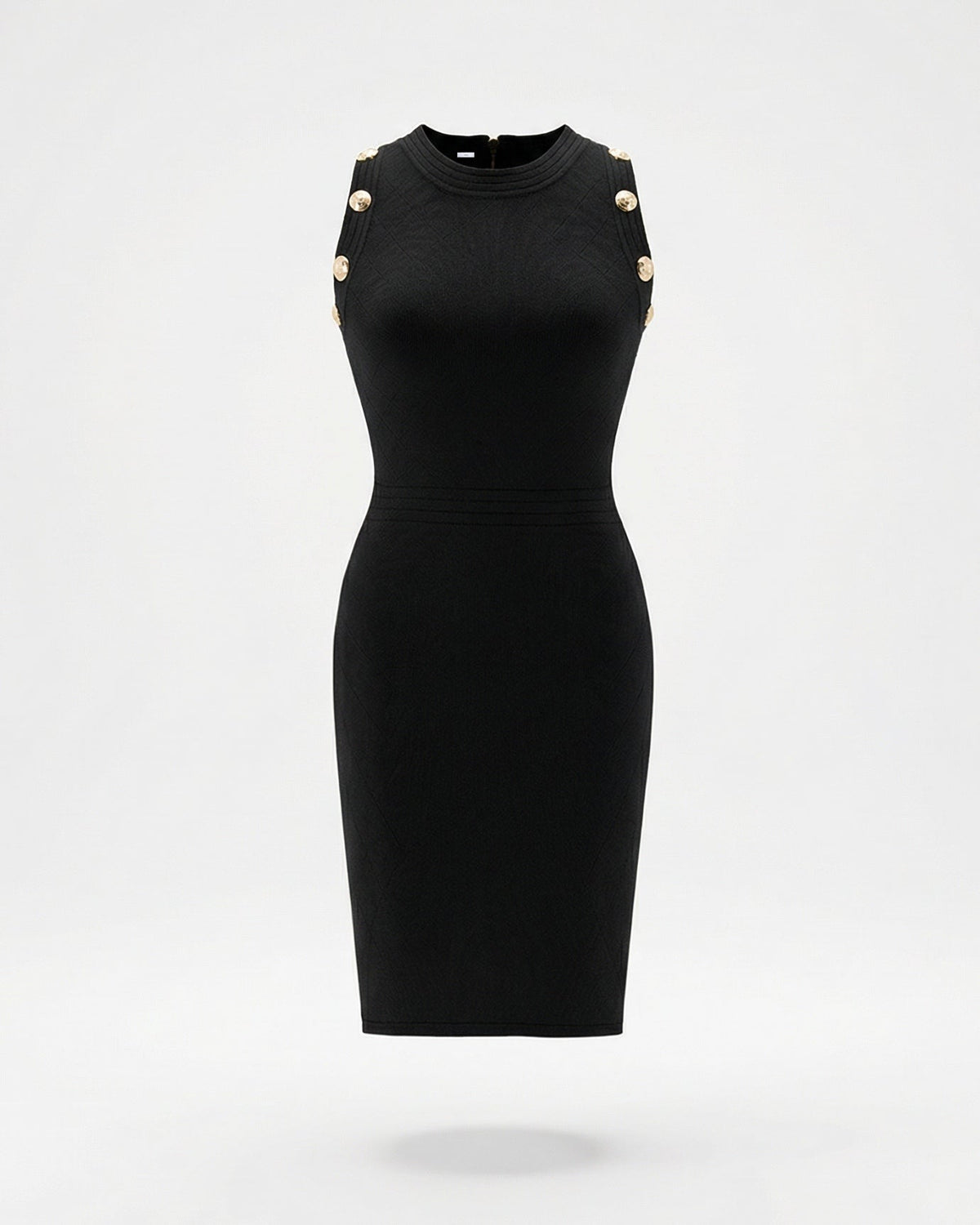 Romy Sleeveless Button Detail Stretch Viscose Knit Dress