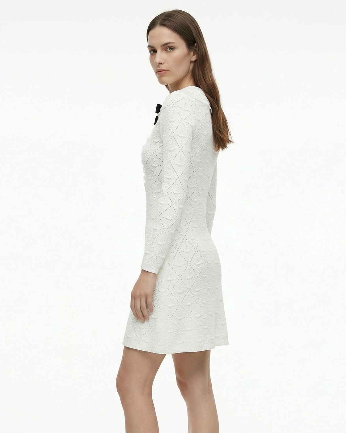 Kira Fitted Body-Contouring Stretch Viscose Knit Dress – White