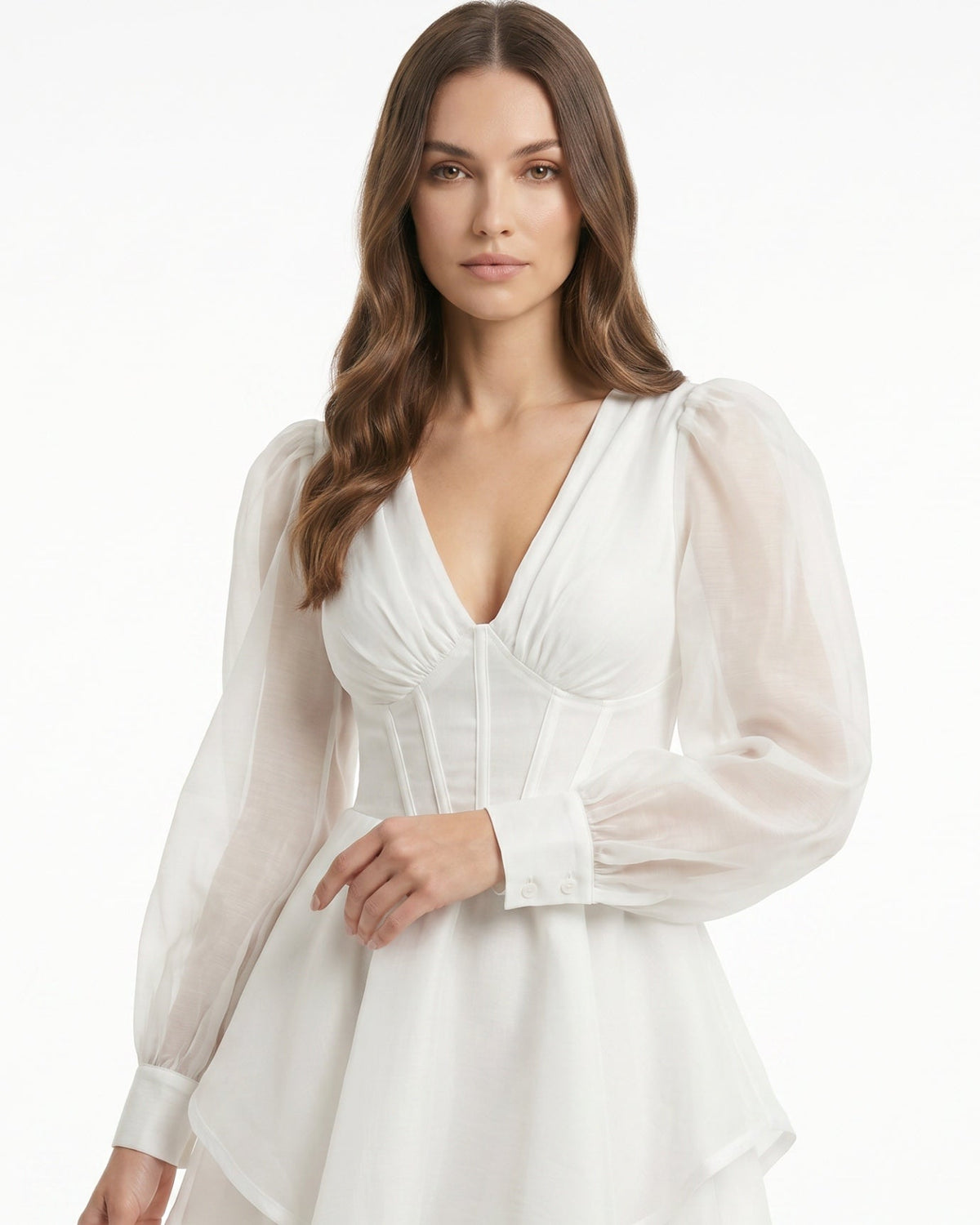 Sicily Linen Blend Relaxed A-Line Mini Dress – White – view 5