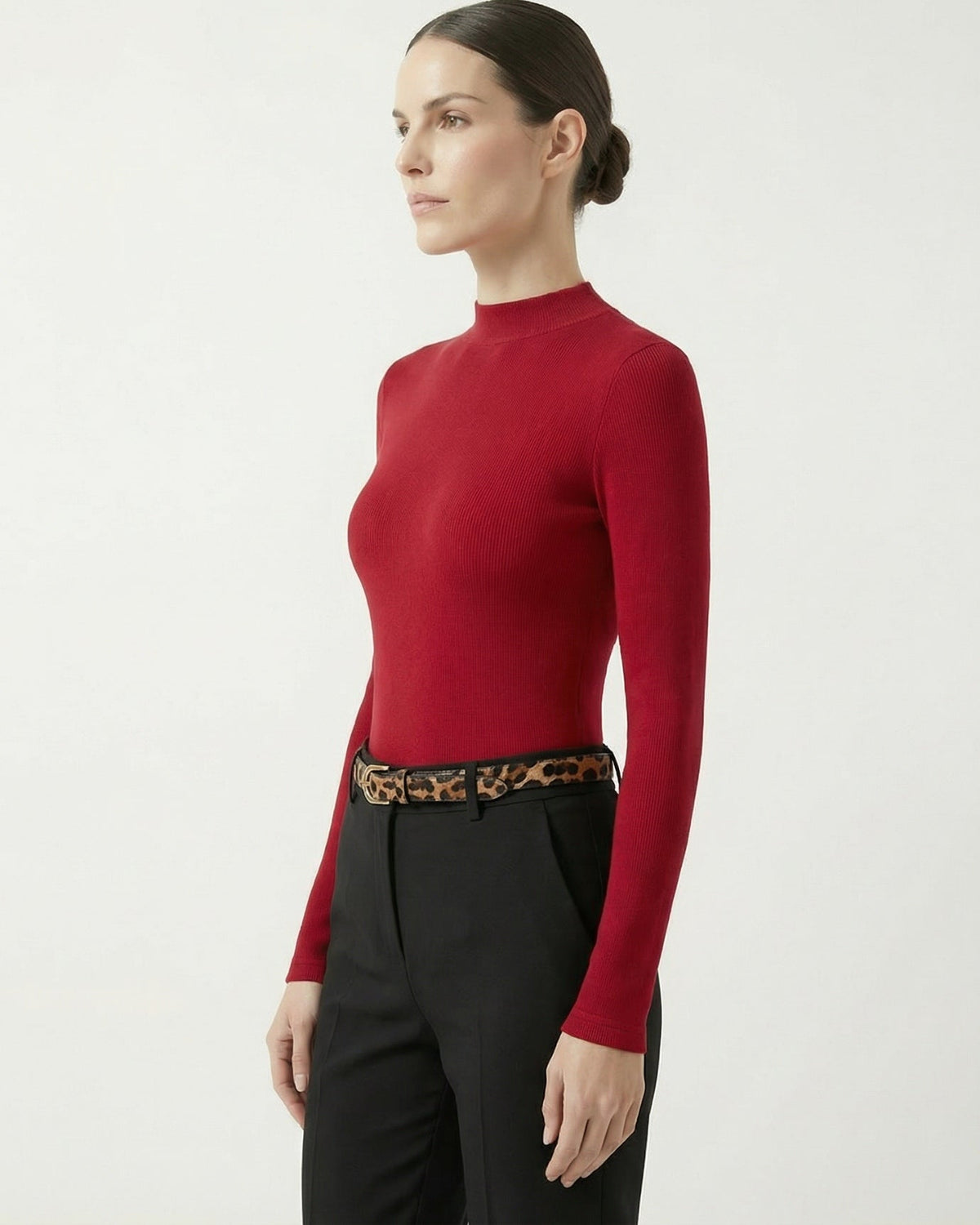 Fleece-Lined Long Sleeve T-Shirt in Tencel, Wool and Silk Blend – view 9