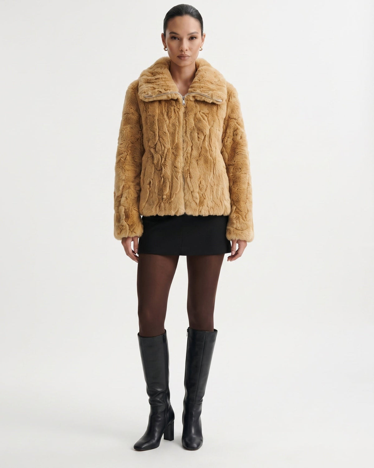 Cindy Short Plush Jacket with Turn-Down Collar – view 8