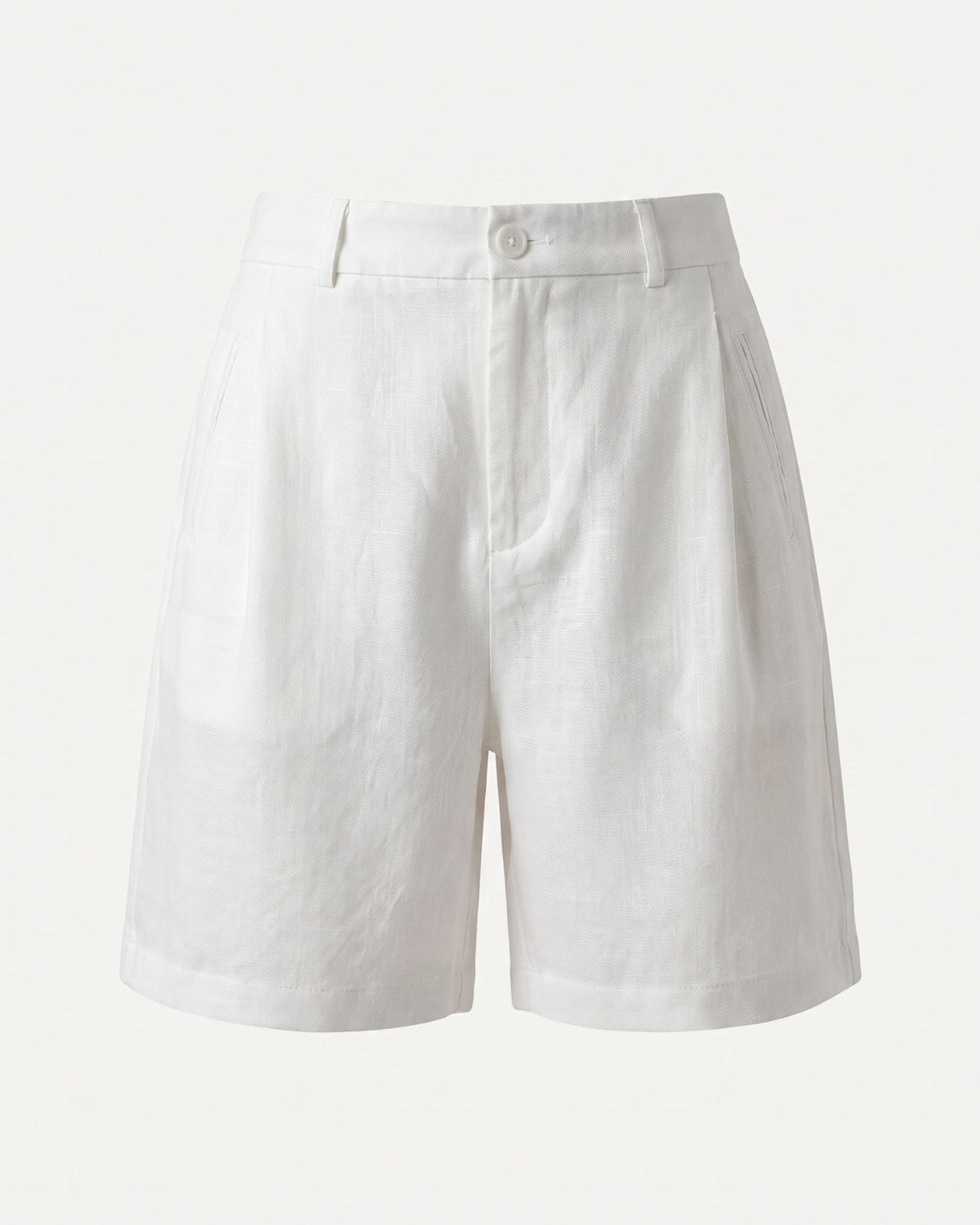 High Waisted Tailored Linen Shorts with Relaxed Fit
