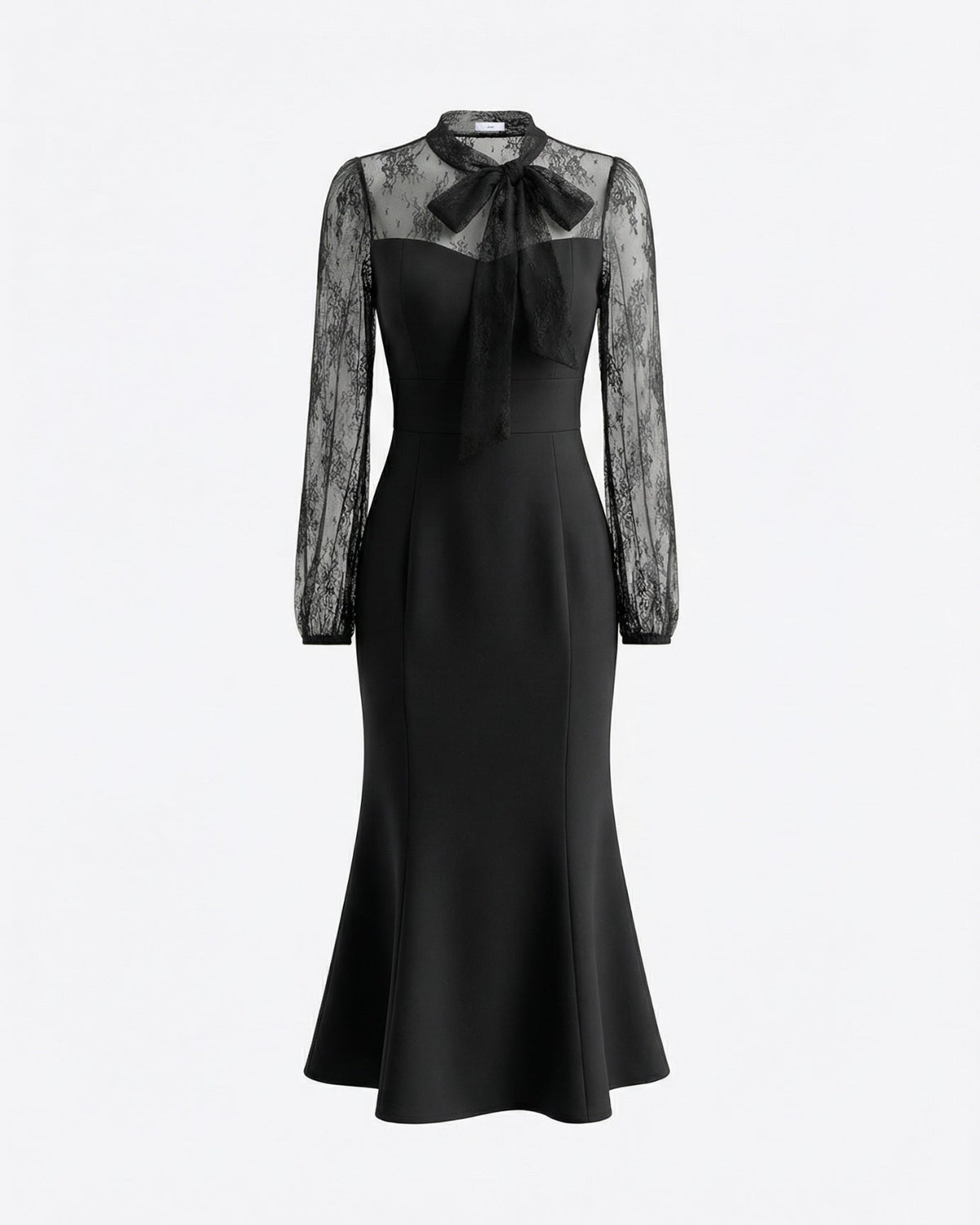Slim Fit Stretch Lace Panel Dress with Fishtail Skirt