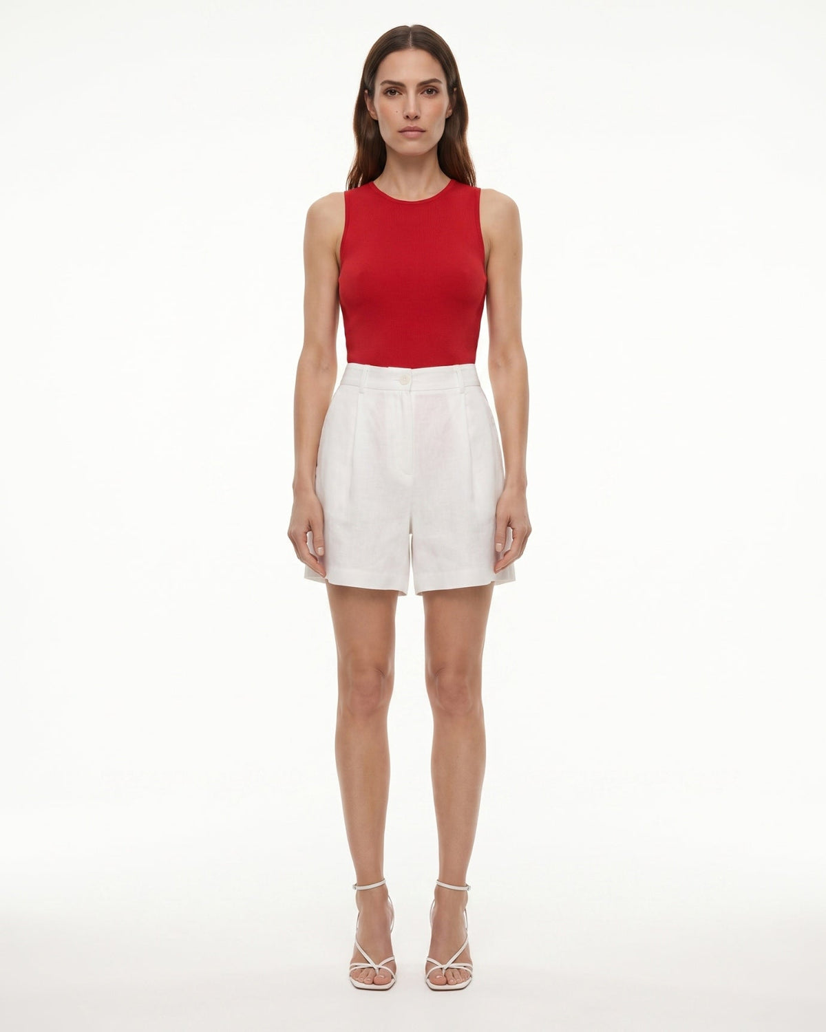 High Waisted Tailored Linen Shorts with Relaxed Fit
