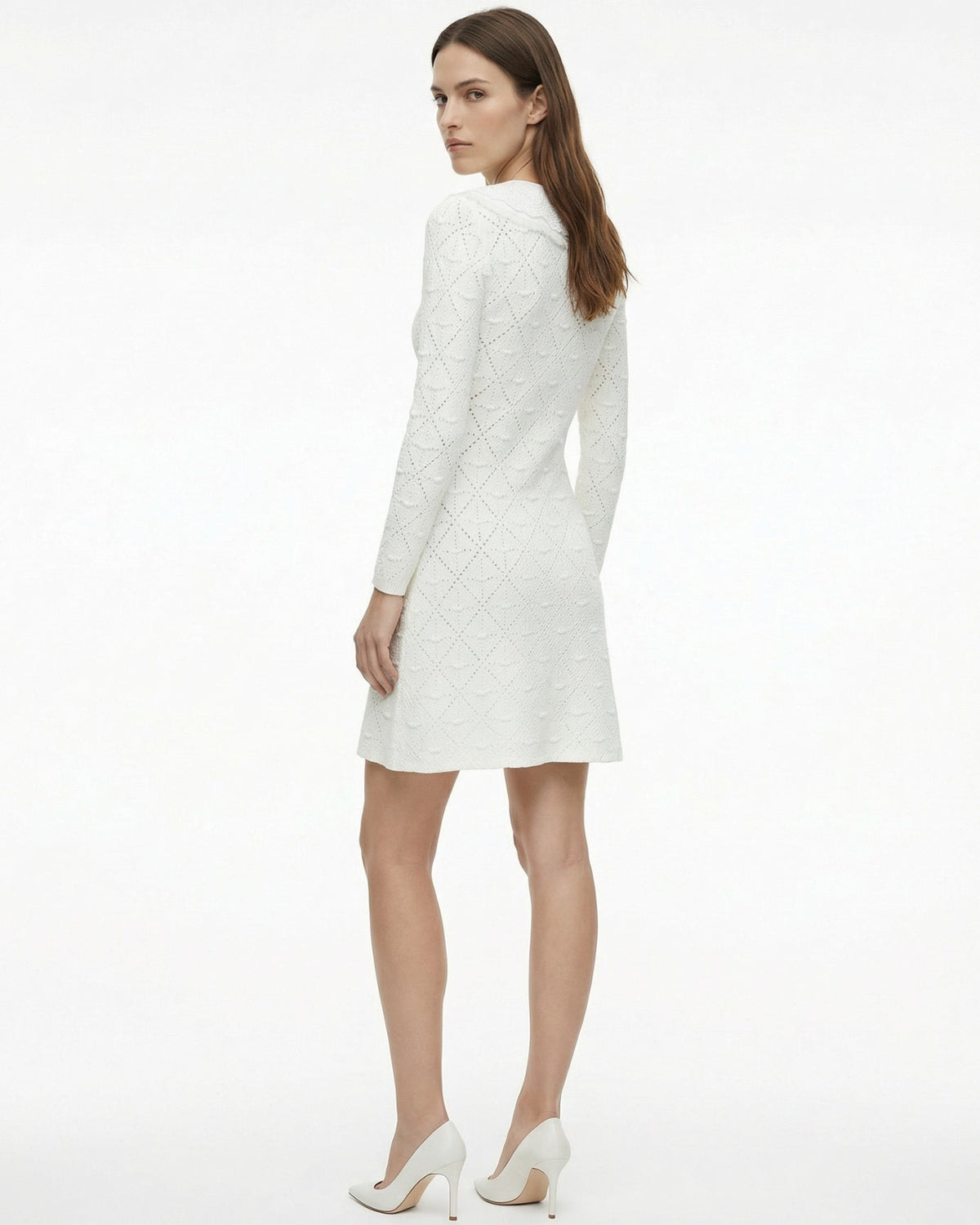 Kira Fitted Body-Contouring Stretch Viscose Knit Dress – White