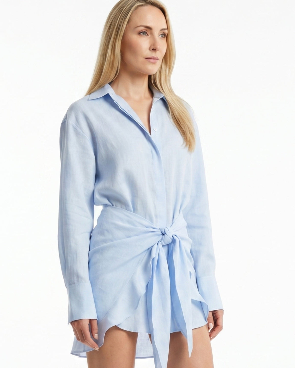 Tailored Bodycon Shirt Dress in Stretch Cotton Blend – view 9