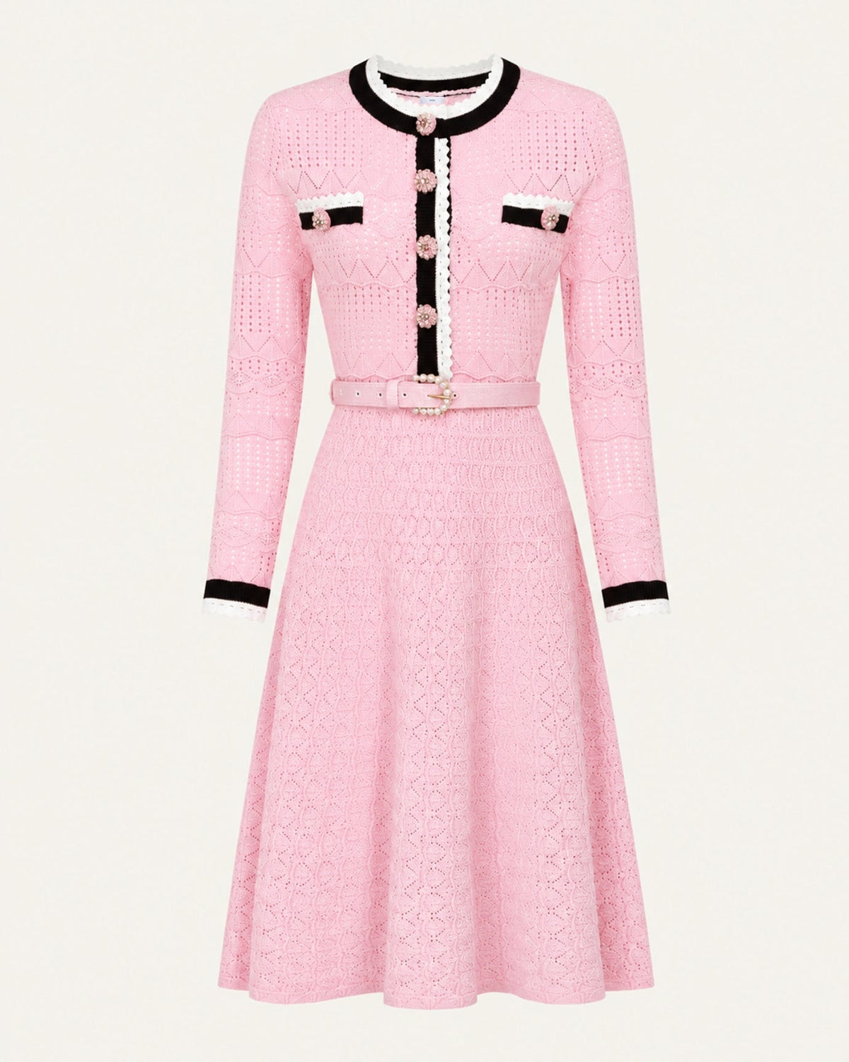 Celia Long Sleeve Cutout Midi Dress with Adjustable Belt – view 6