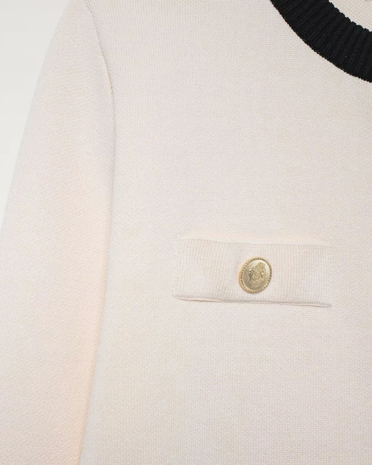 Franziska Slim Fit Ribbed Trim Cardigan with Pearl Buttons