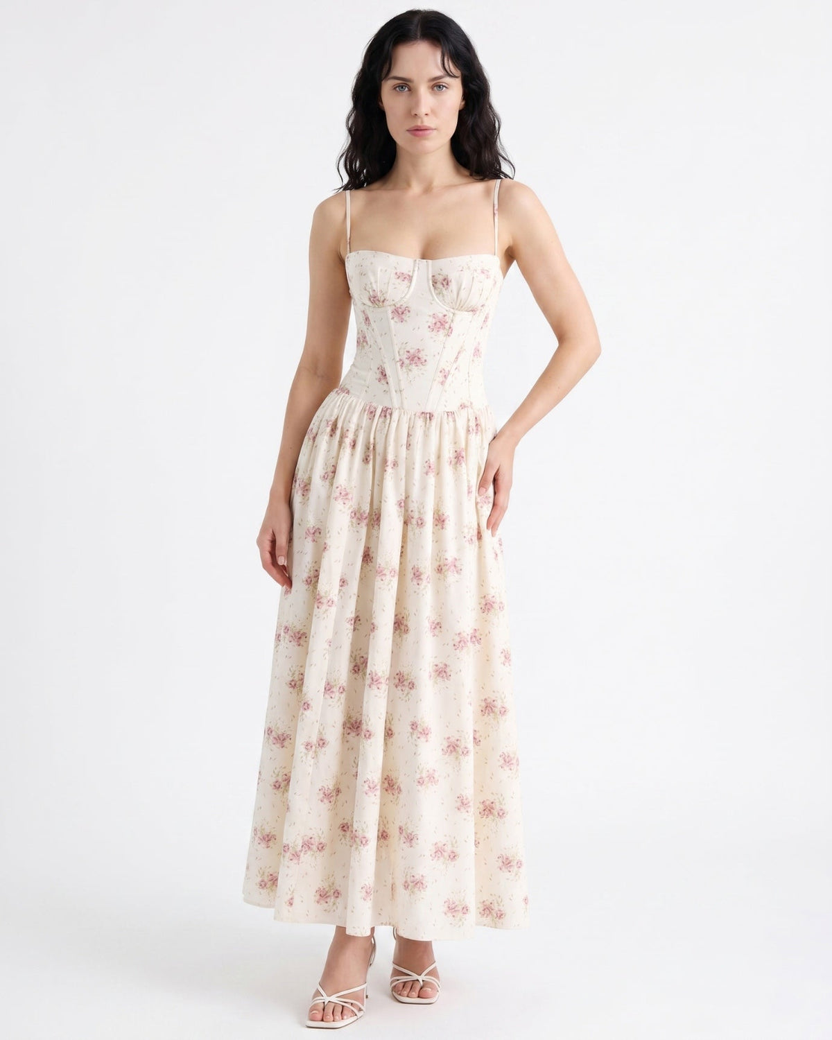 Santorini Strapless Sweetheart Cotton Dress with Flowing Skirt – view 7