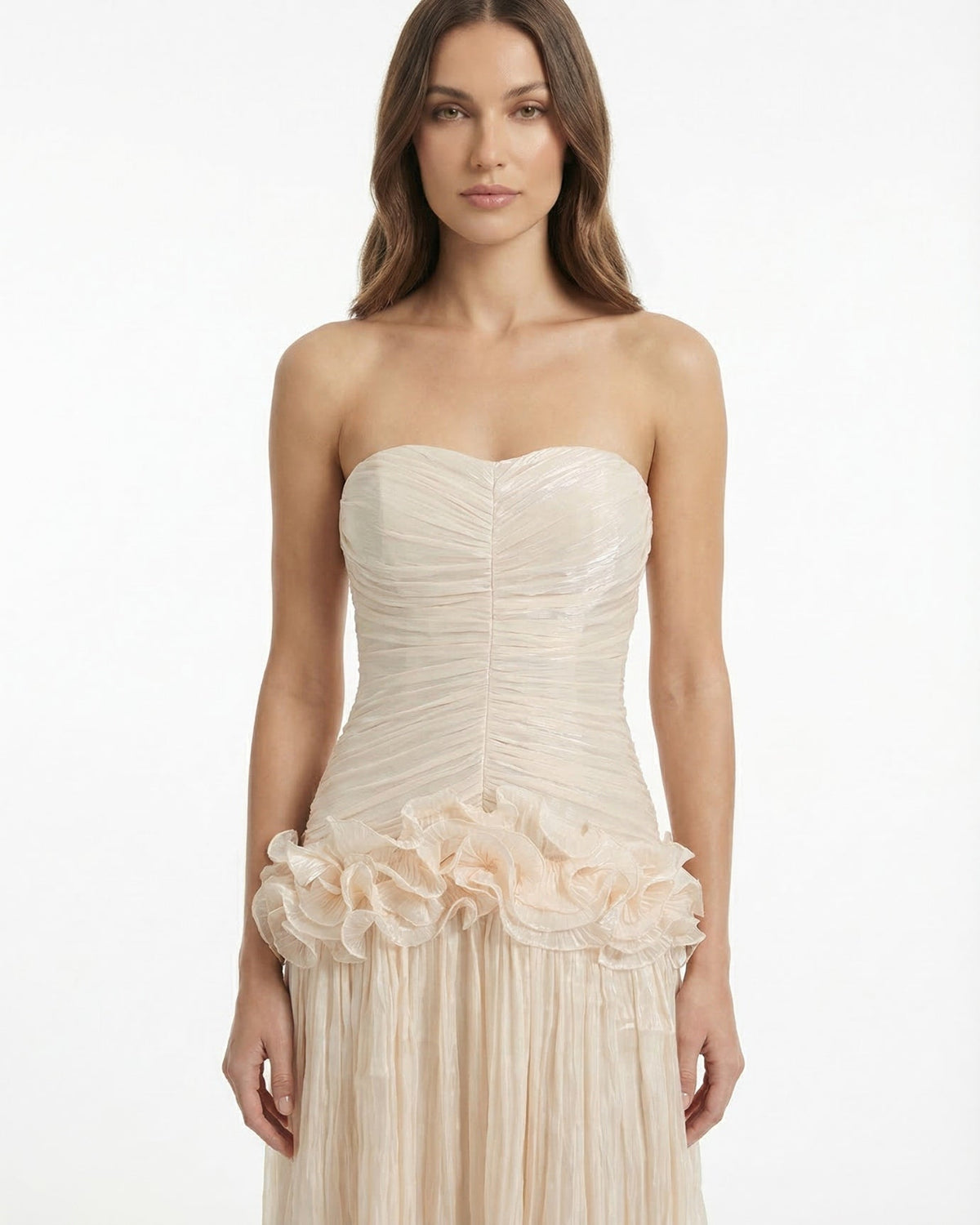 Celia Ruffle Edge Maxi Dress with Relaxed Drape