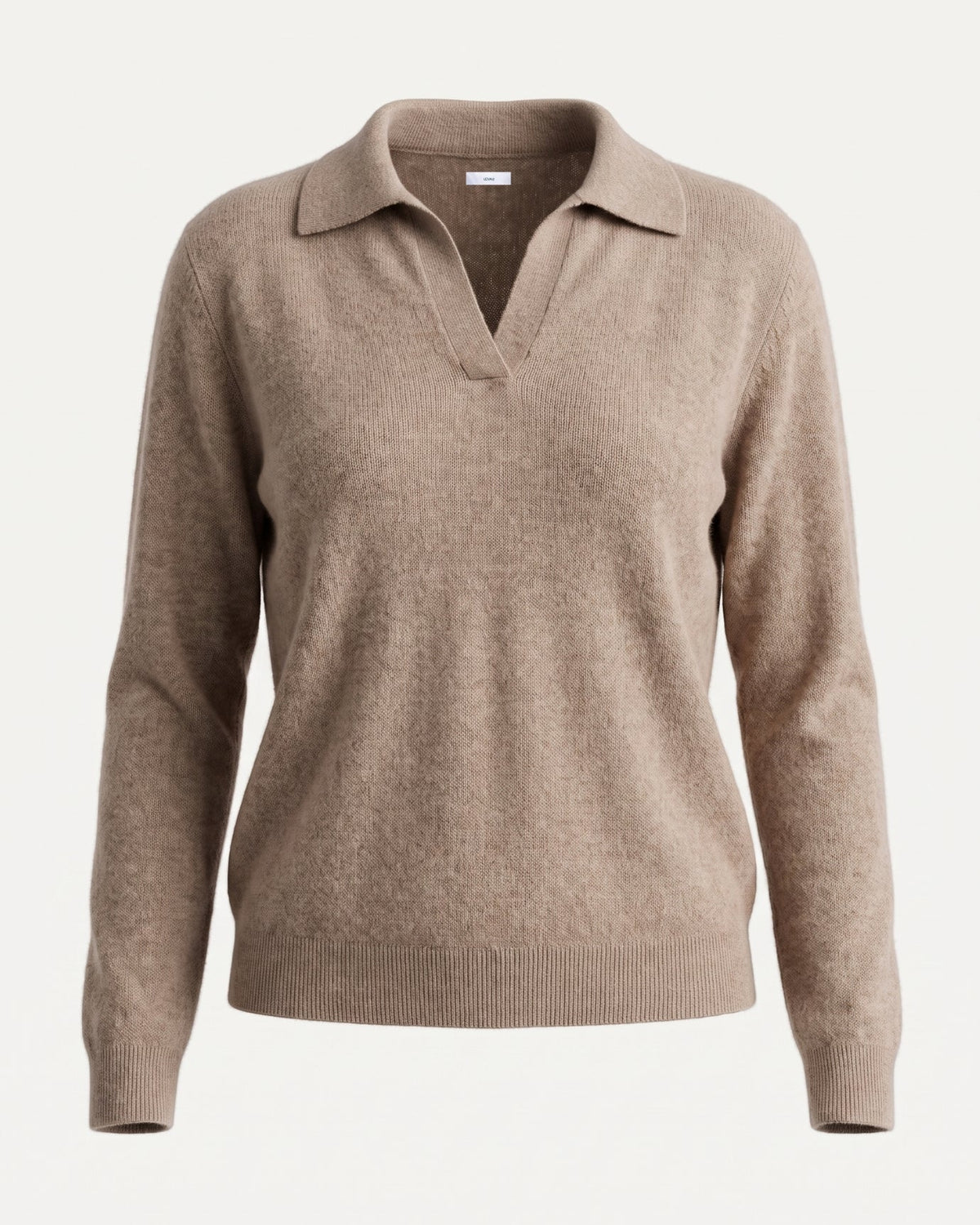 Pure Cashmere Long Sleeve Ribbed Polo Collar Jumper – Purple Velvet – view 1
