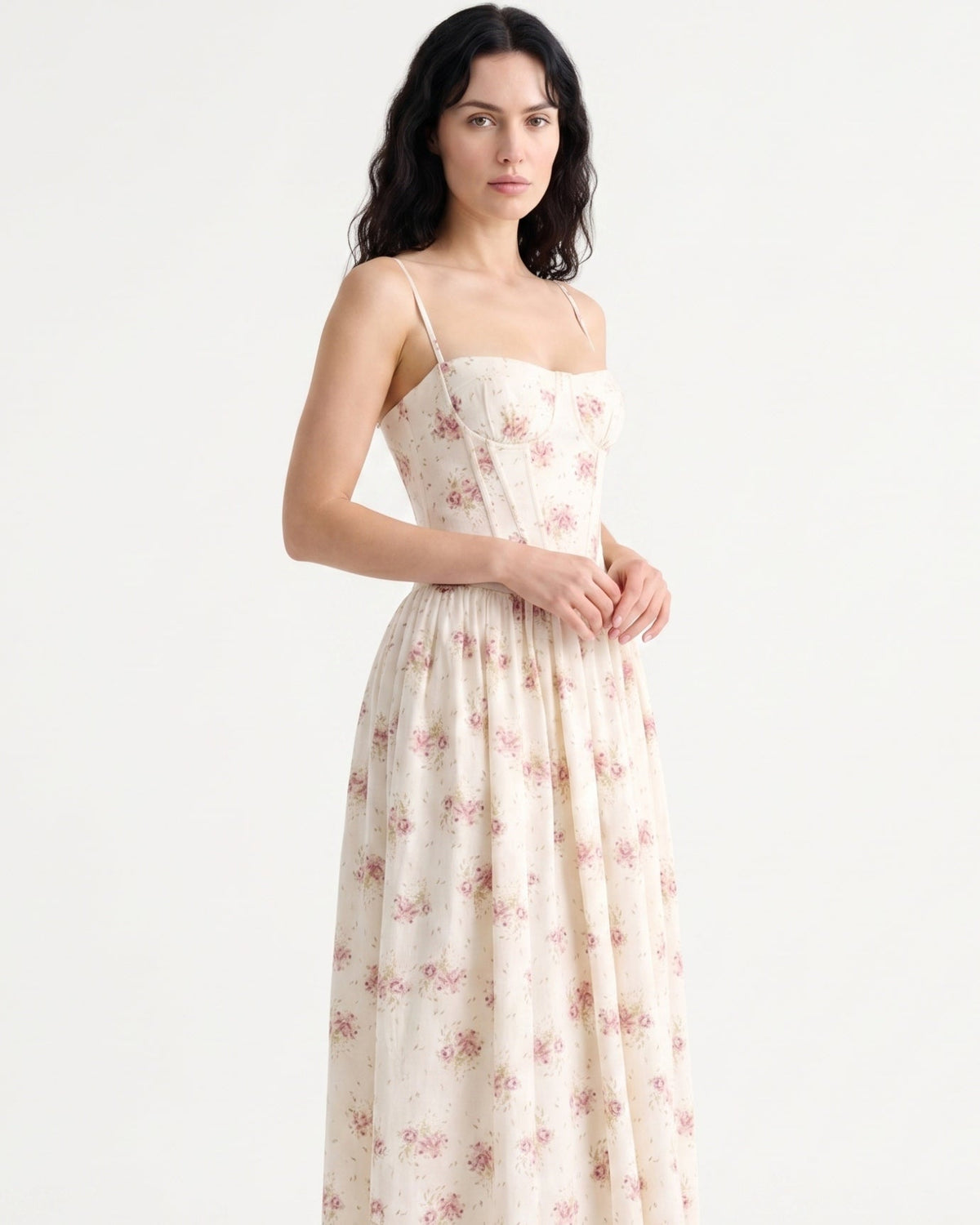Santorini Strapless Sweetheart Cotton Dress with Flowing Skirt – view 9