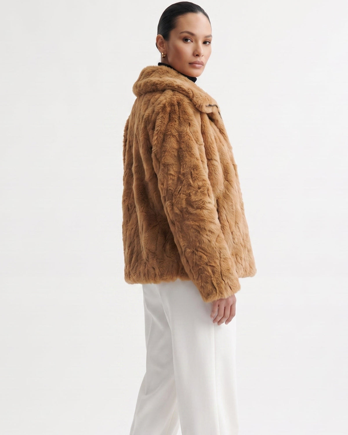 Cindy Short Plush Jacket with Turn-Down Collar