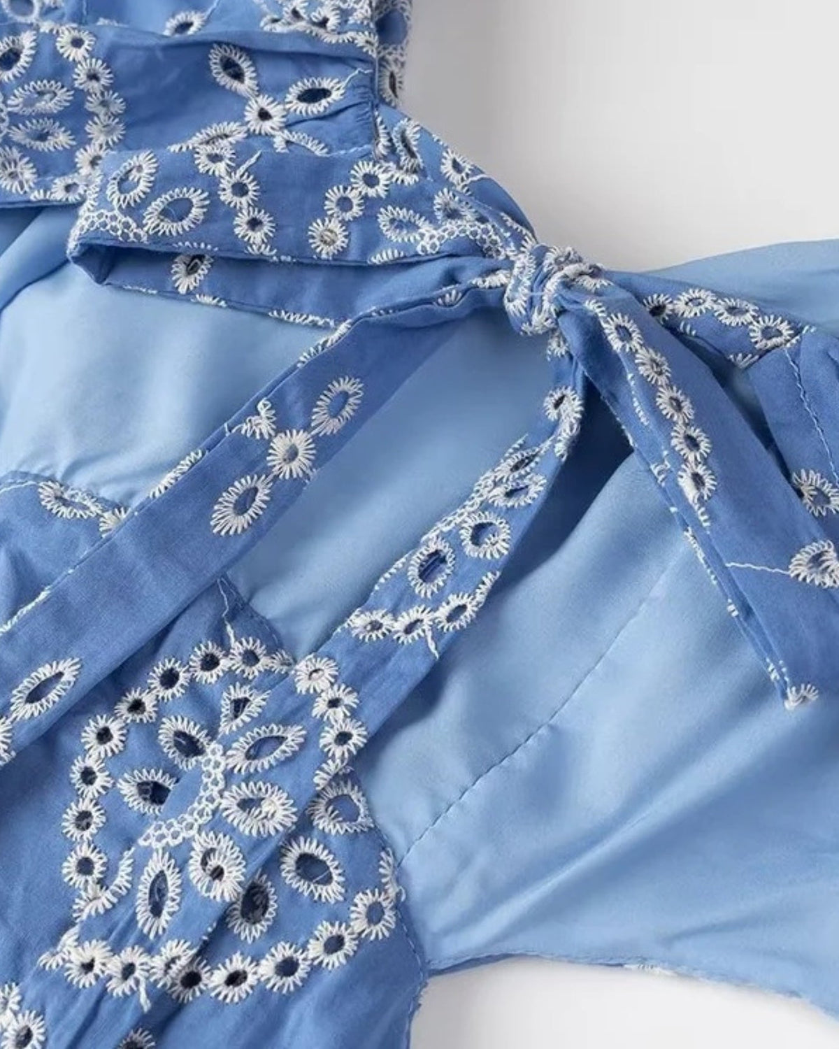 Mykonos Embroidered Tailored Stretch Dress – Blue Floral
