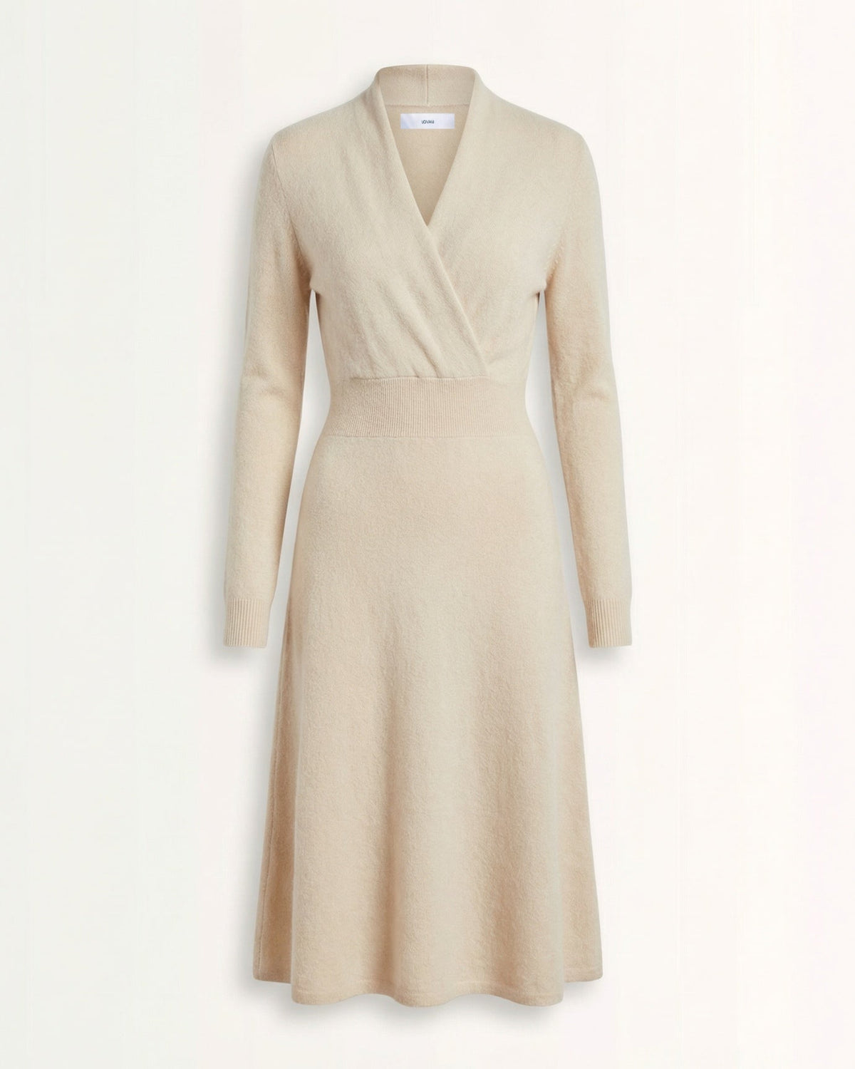 Selena High Neck Fitted Cashmere Blend Dress with French Hem