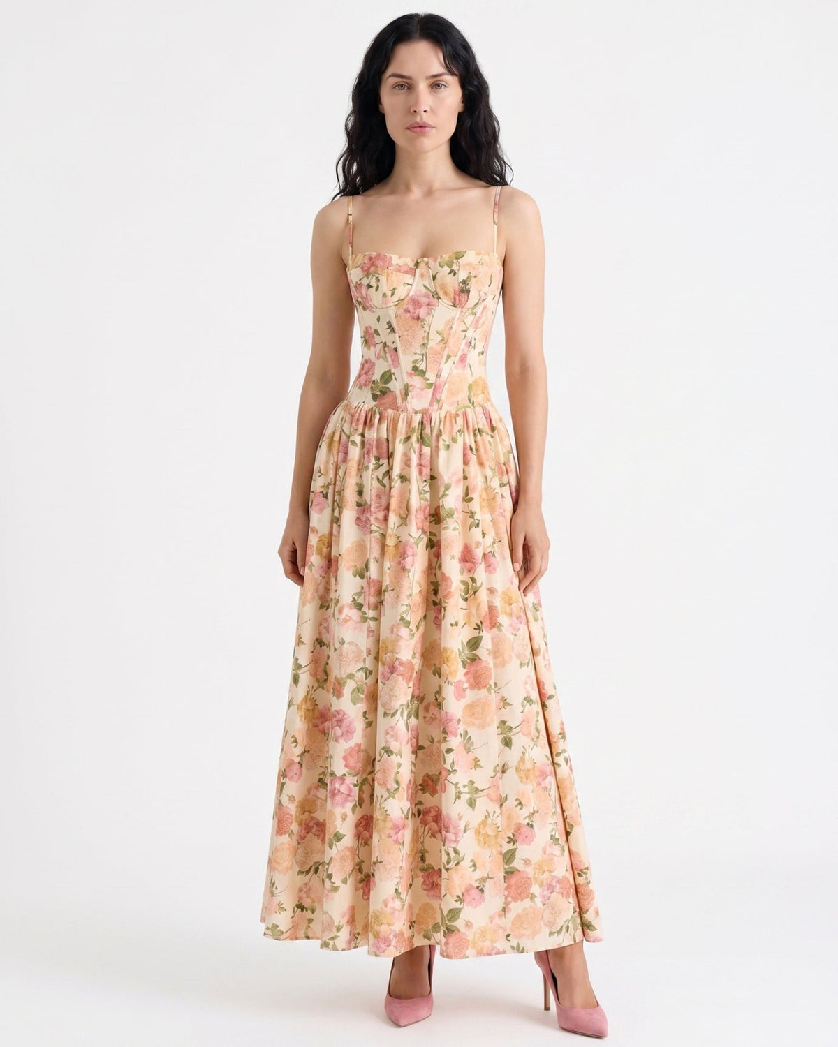 Santorini Strapless Sweetheart Cotton Dress with Flowing Skirt – view 10