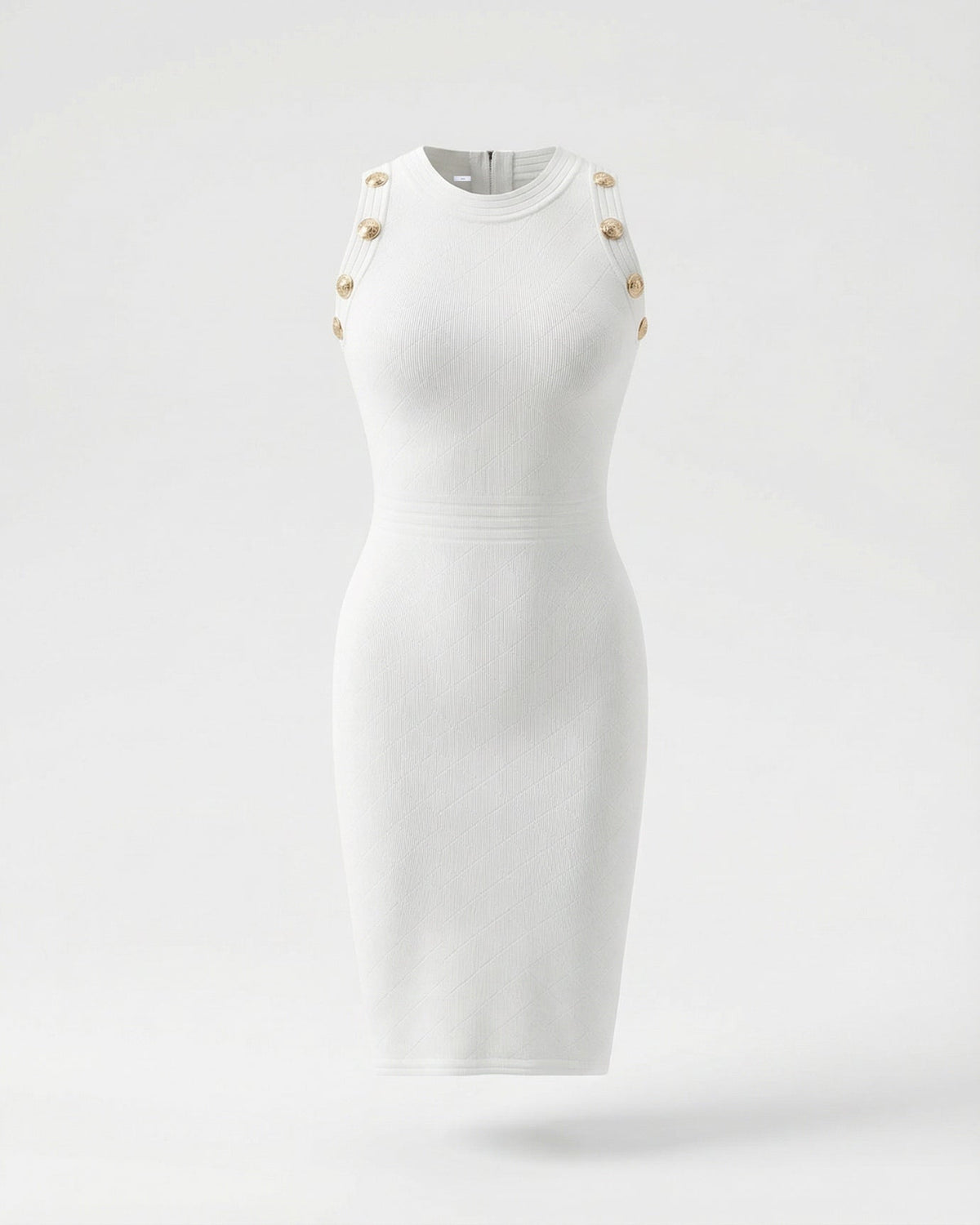 Romy Sleeveless Button Detail Stretch Viscose Knit Dress