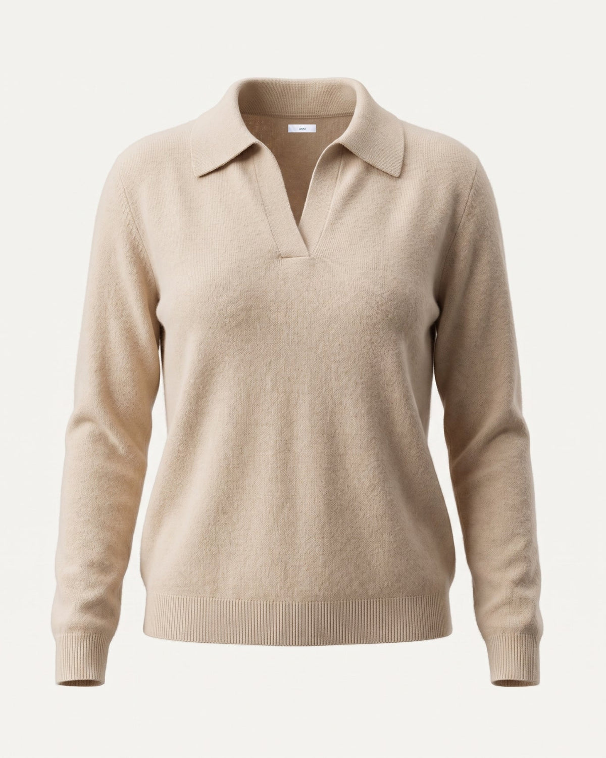 Pure Cashmere Long Sleeve Ribbed Polo Collar Jumper – view 4
