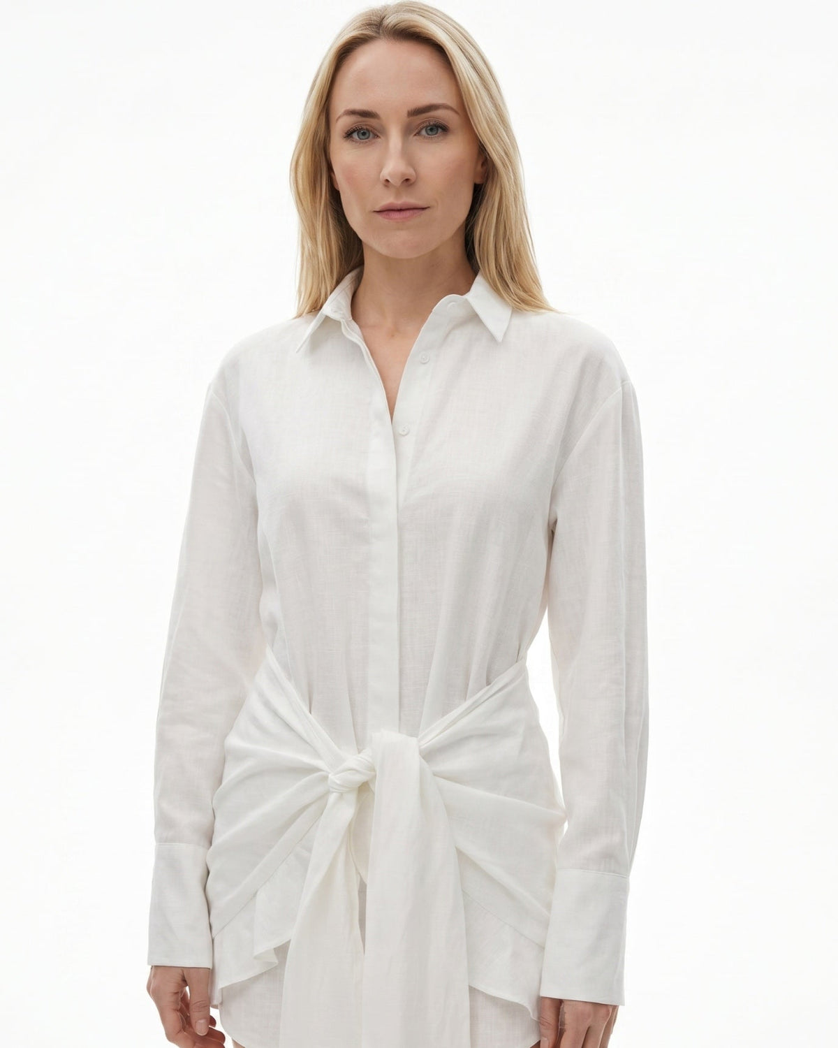 Tailored Bodycon Shirt Dress in Stretch Cotton Blend