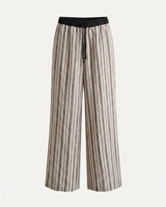 Cindy High Waisted Striped Linen Blend Trousers