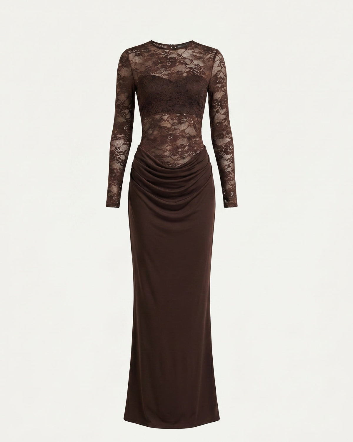 Lace Panelled Stretch Dress with Sheer and Opaque Contrast