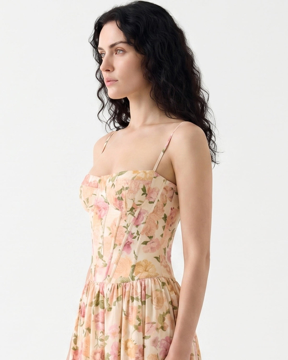 Santorini Strapless Sweetheart Cotton Dress with Flowing Skirt