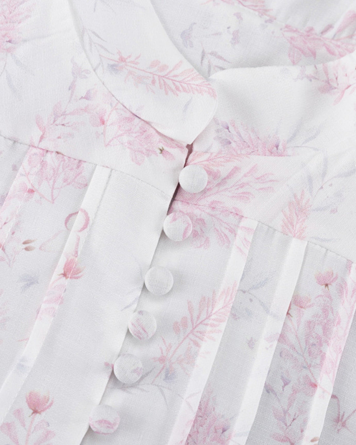 Floral Lace-Up Front A-Line Linen Dress – Pink