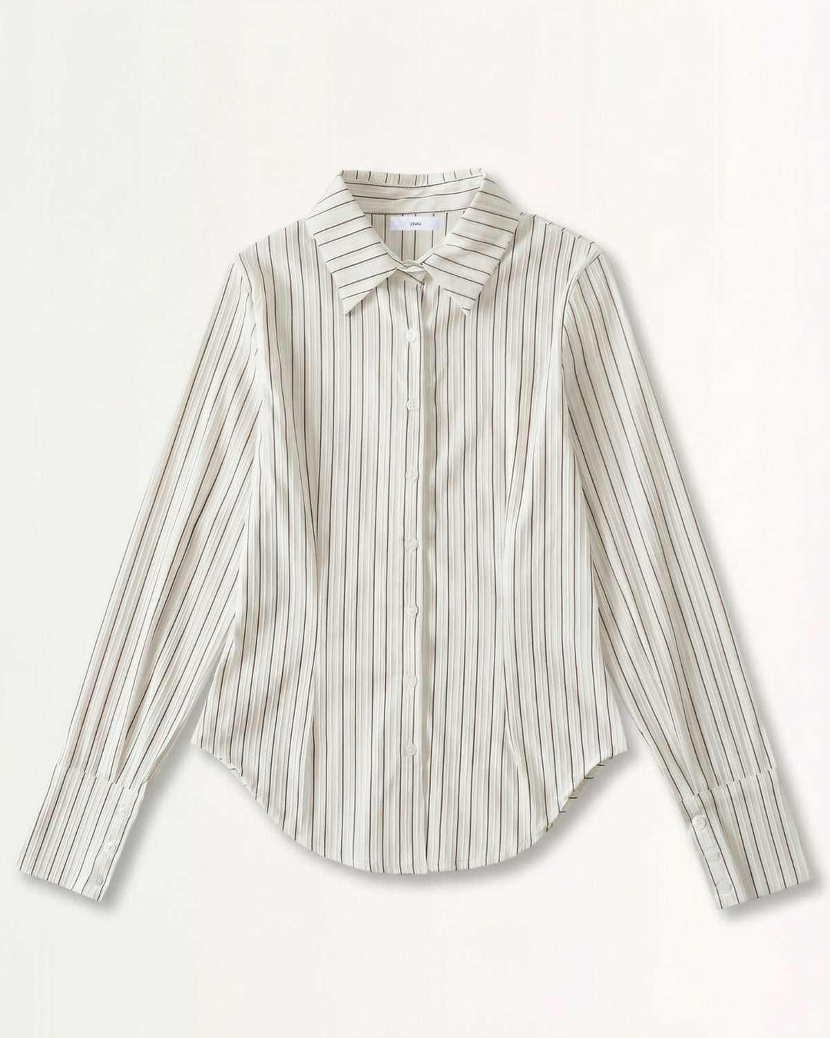 Dina Slim Fit Striped Long Sleeve Shirt with Point Collar