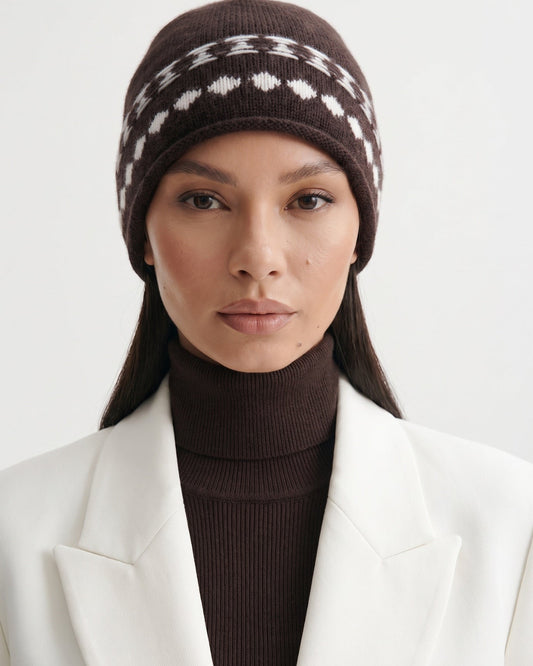 Ribbed Detail Cashmere Knit Hat with Minimalist Crown – view 2