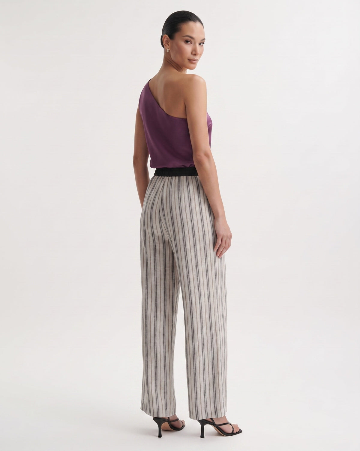 Cindy High Waisted Striped Linen Blend Trousers