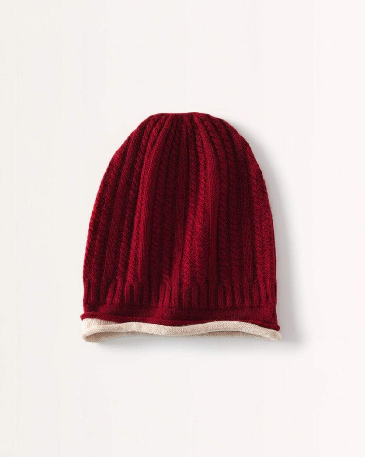 Casual Pure Cashmere Hat with Soft Curled Earmuffs – Red – view 1
