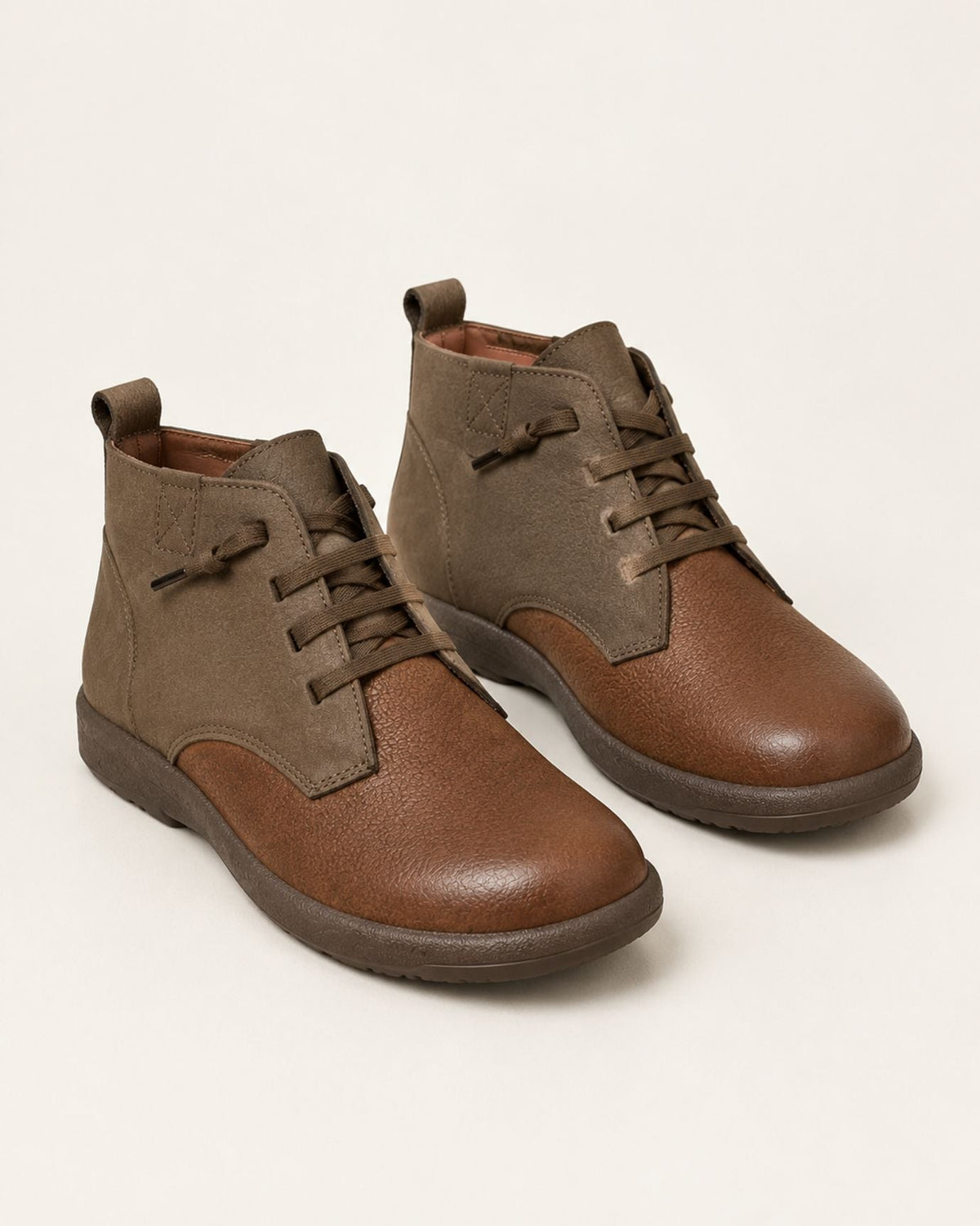 Retro Pull-On Leather Ankle Boots with Pigskin Lining – Brown – view 8