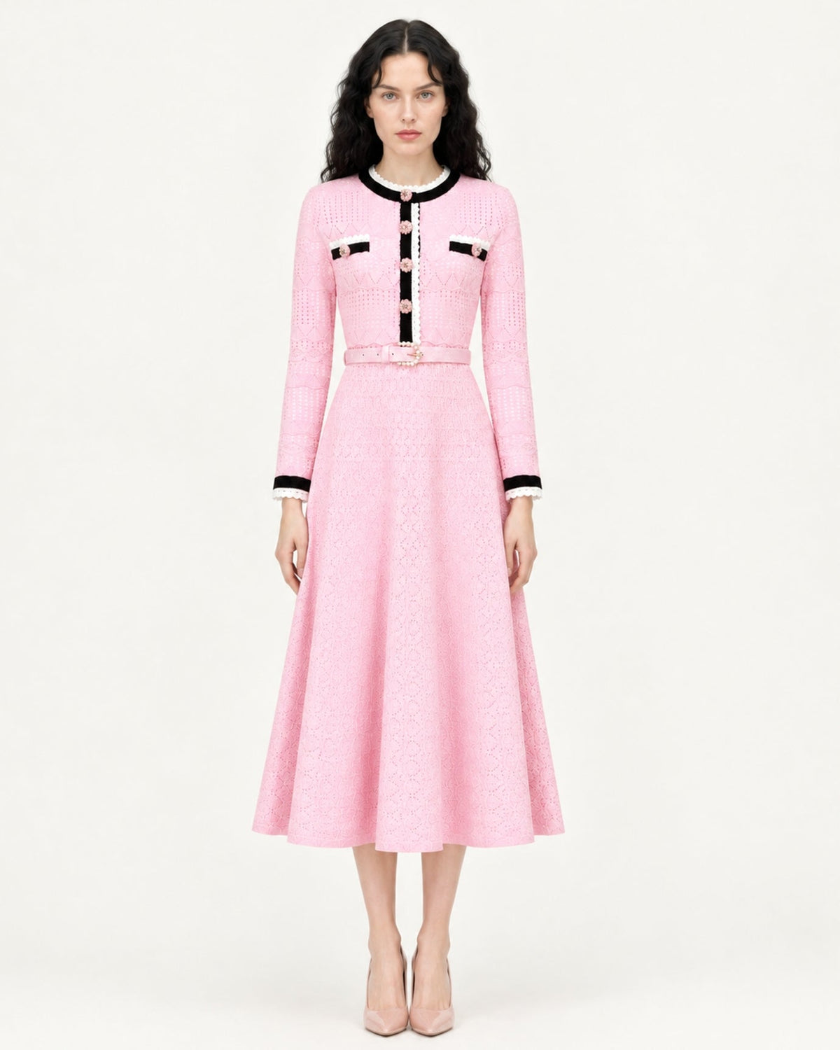 Celia Long Sleeve Cutout Midi Dress with Adjustable Belt – view 7