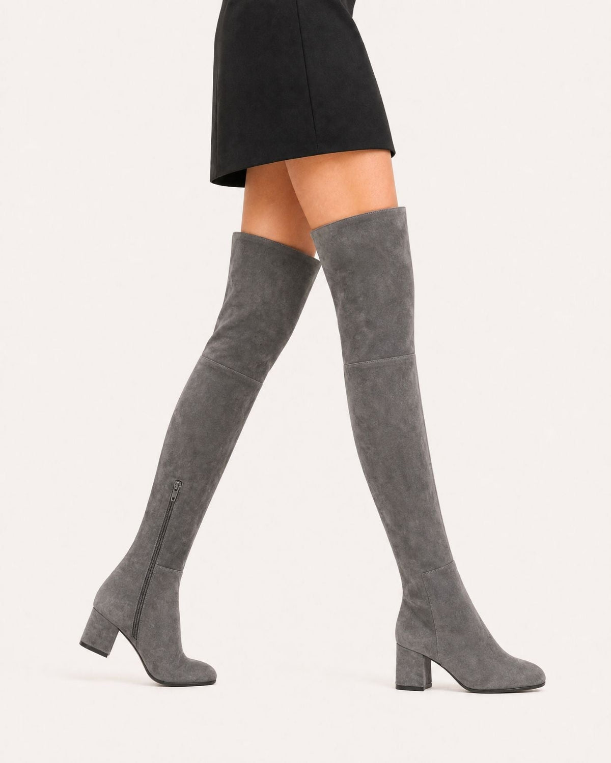 Round Toe 4cm Low Heel Over-the-Knee Suede Boots – view 8