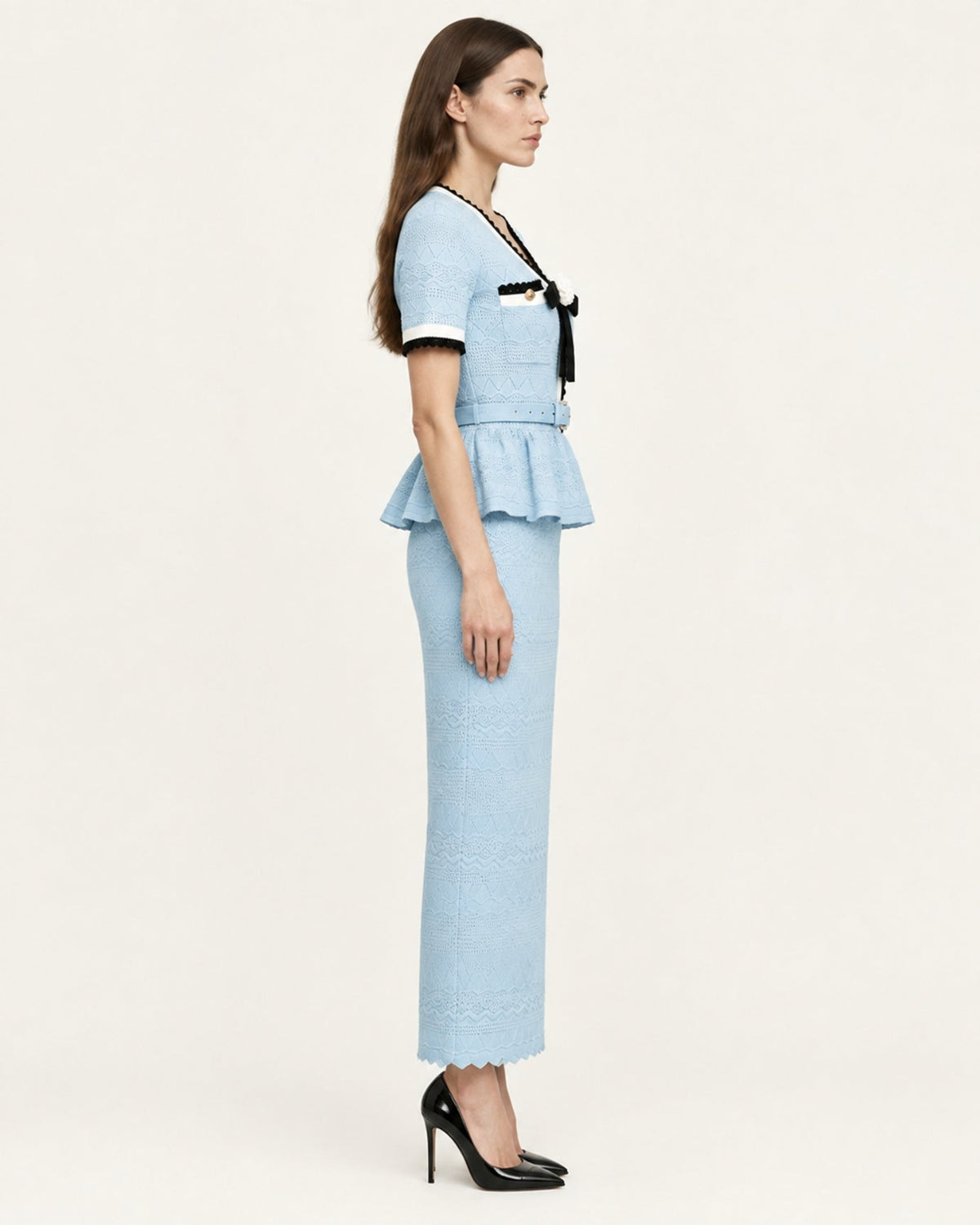 Diva Slim Fit Crew Neck Knit Top and Skirt Two-Piece Set – view 3