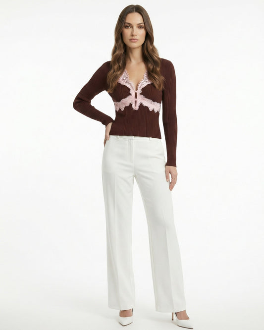 Knitted Long Sleeve Regular Fit Top with Sculpted Shape