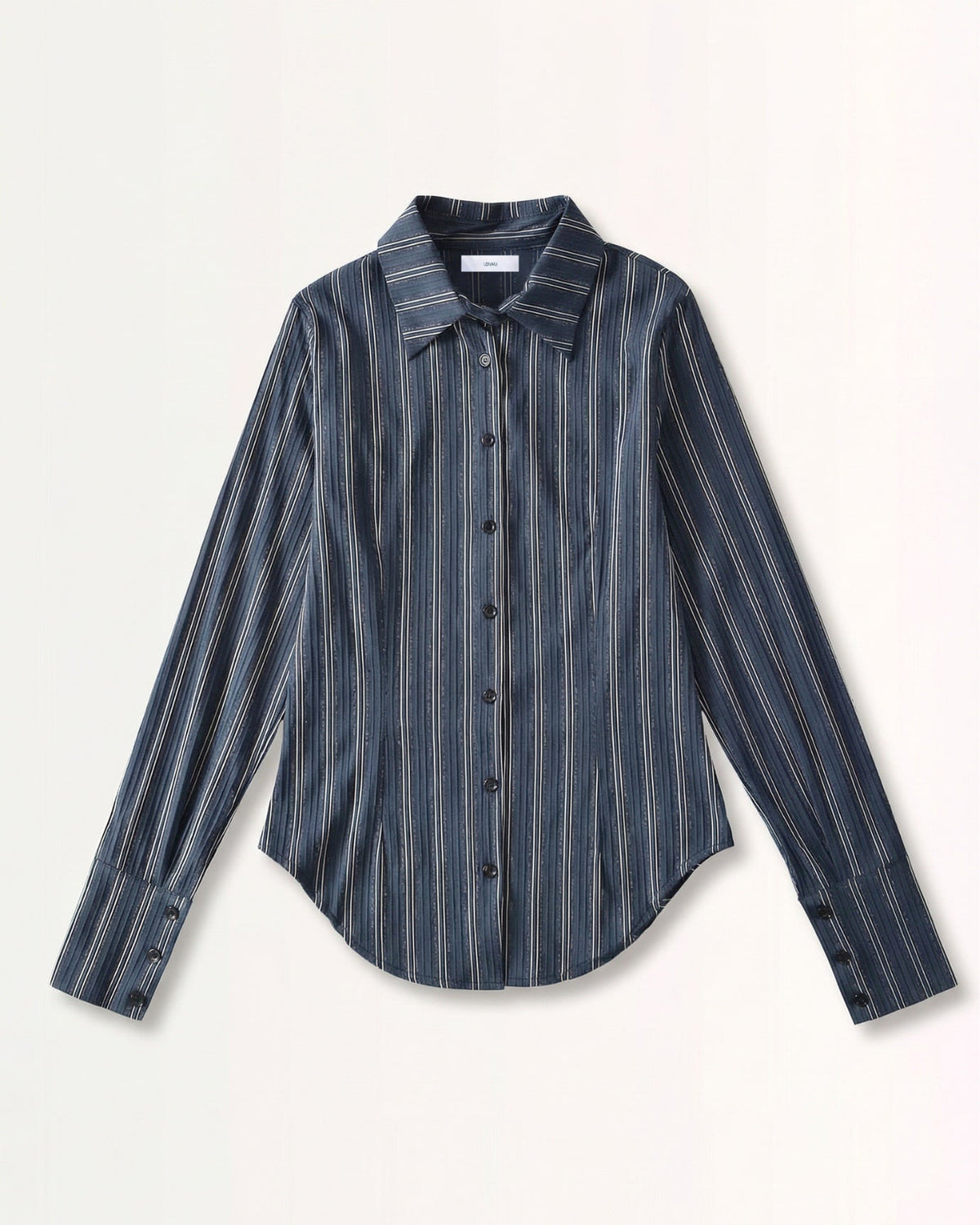 Dina Slim Fit Striped Long Sleeve Shirt with Point Collar